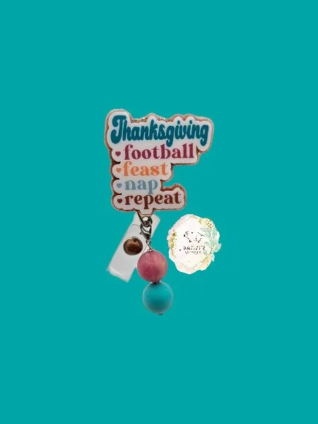 🦃 Thanksgiving Football Feast Nap Repeat Badge Reel – Cozy Holiday Vibes