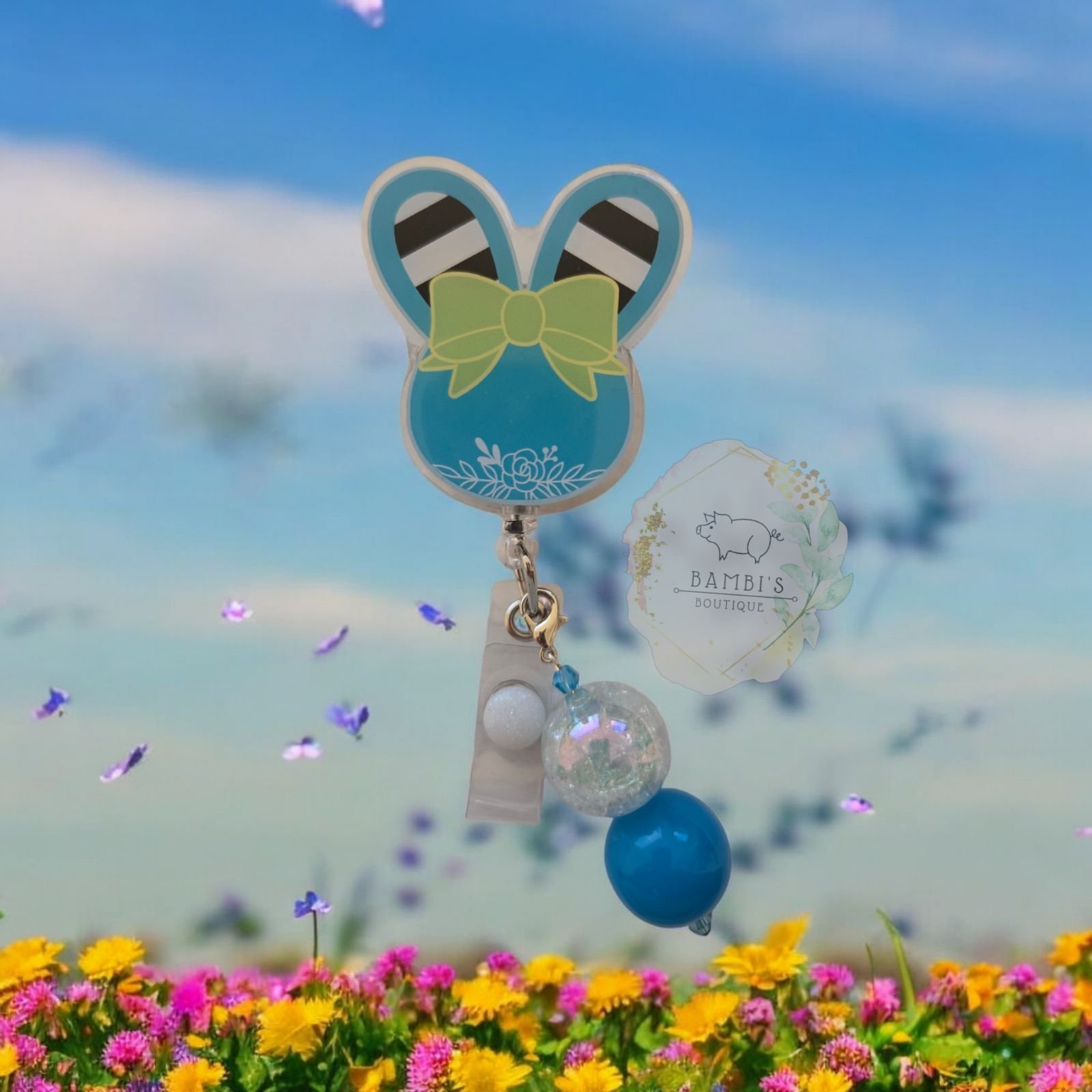 Bunny with Bow Badge Reel