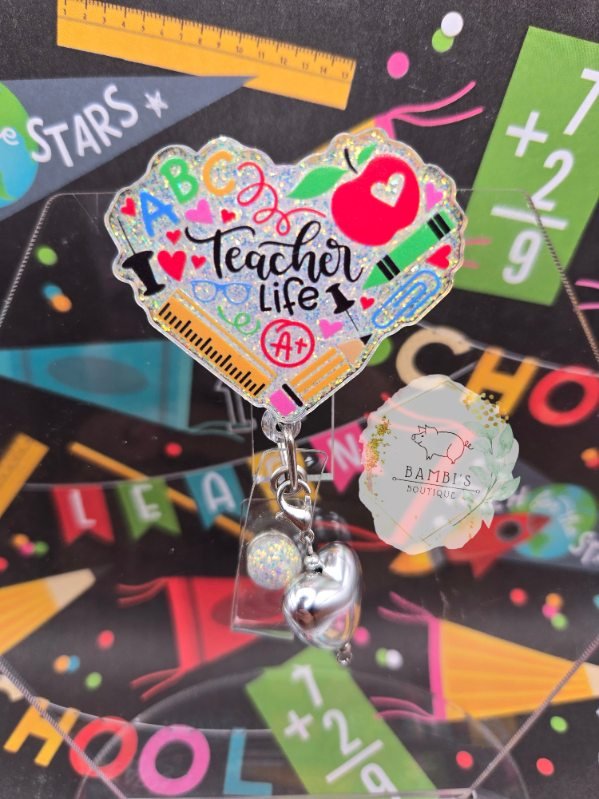 Teacher Life Heart Badge Reel