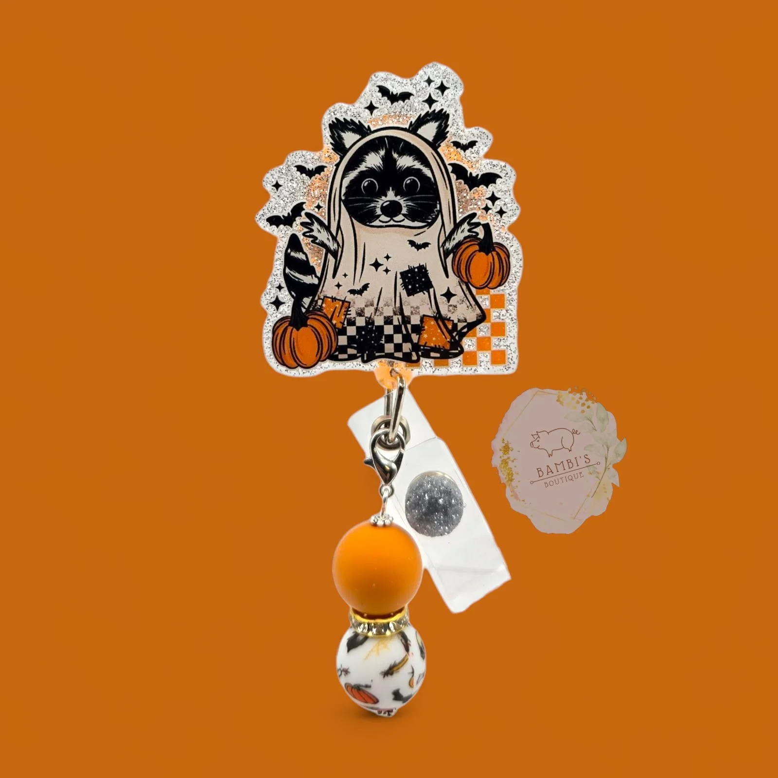 👻 Ghost Raccoon Halloween Badge Reel