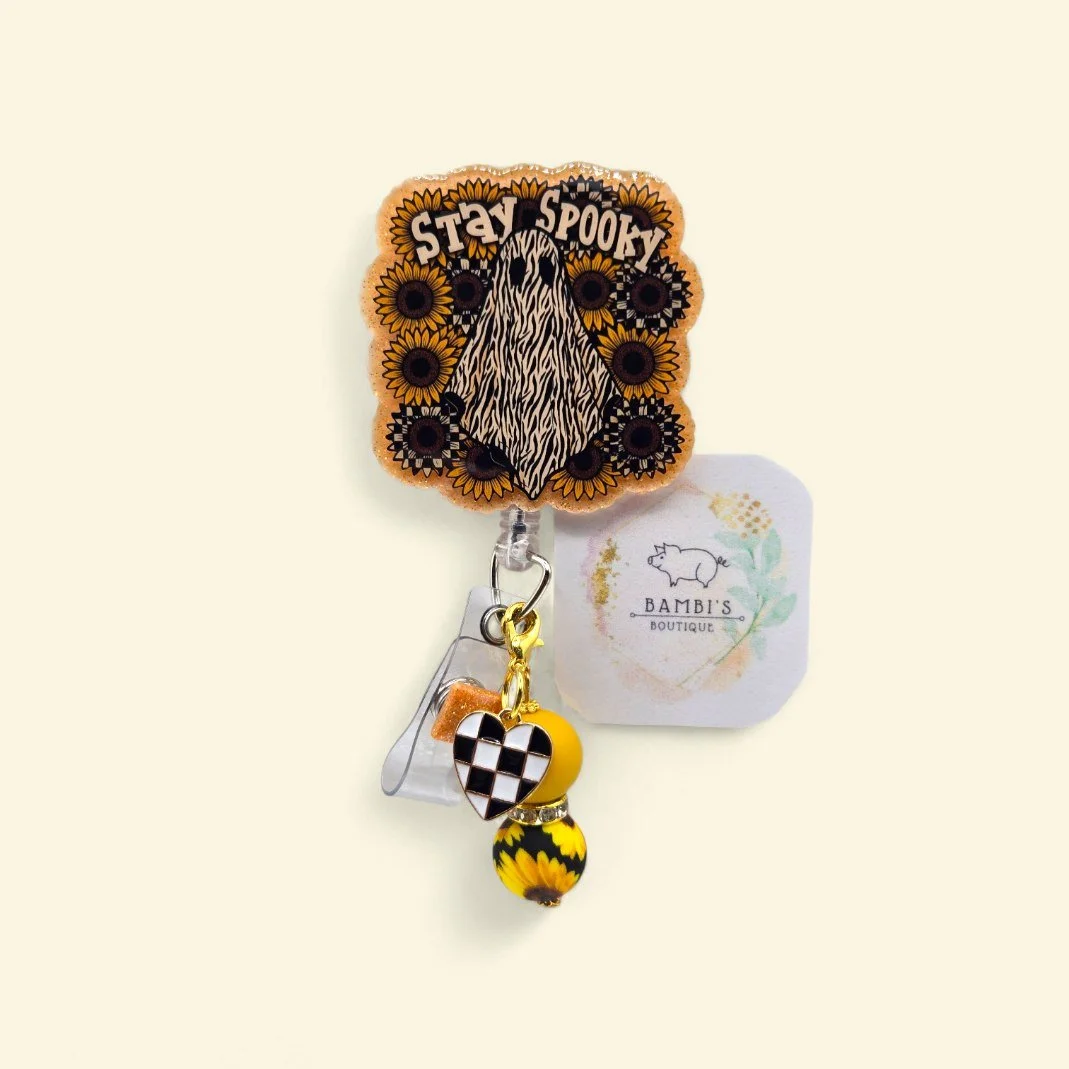 🌻 Stay Spooky Sunflower Ghost Badge Reel