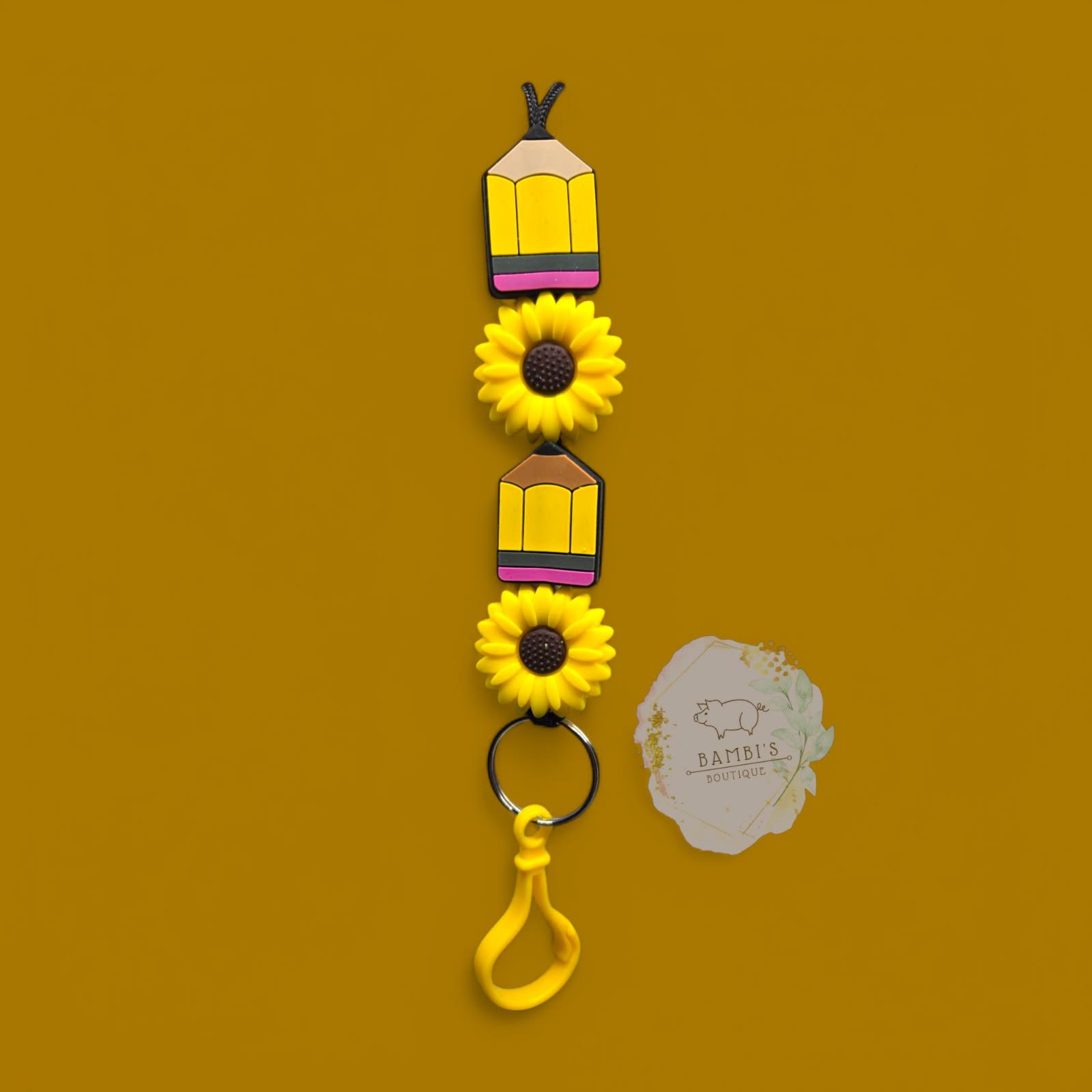 "Pencils & Sunflowers" Teacher Lanyard - Brighten Your Day with Style!