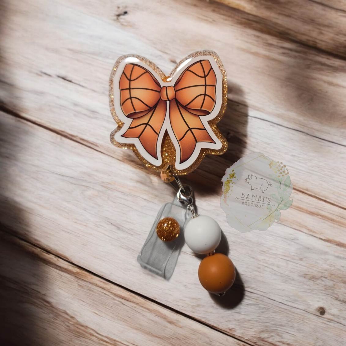 Basketball Bow Badge Reel