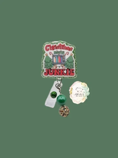 🎄 Christmas Movie Junkie Badge Reel – Cozy Holiday Classic