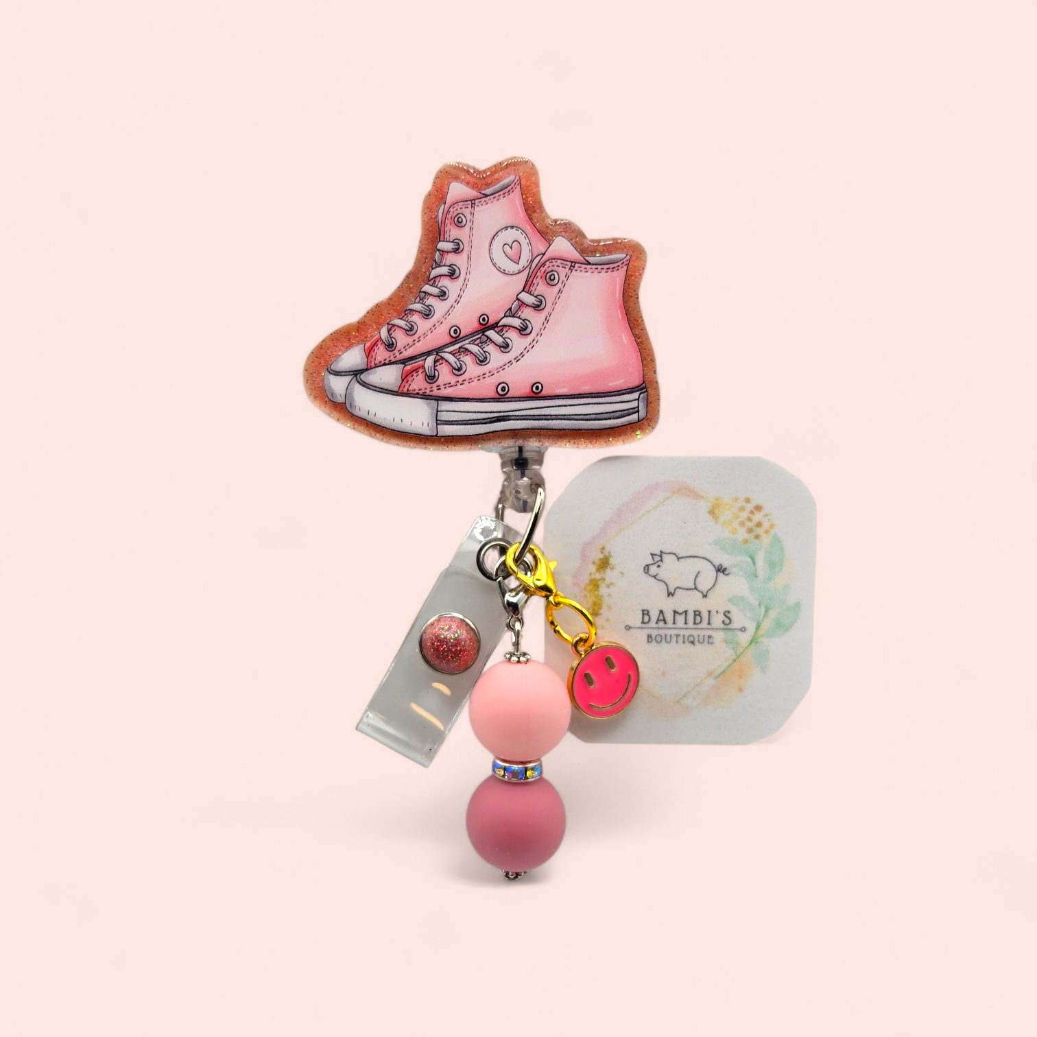 👟 Pink Sneakers Badge Reel