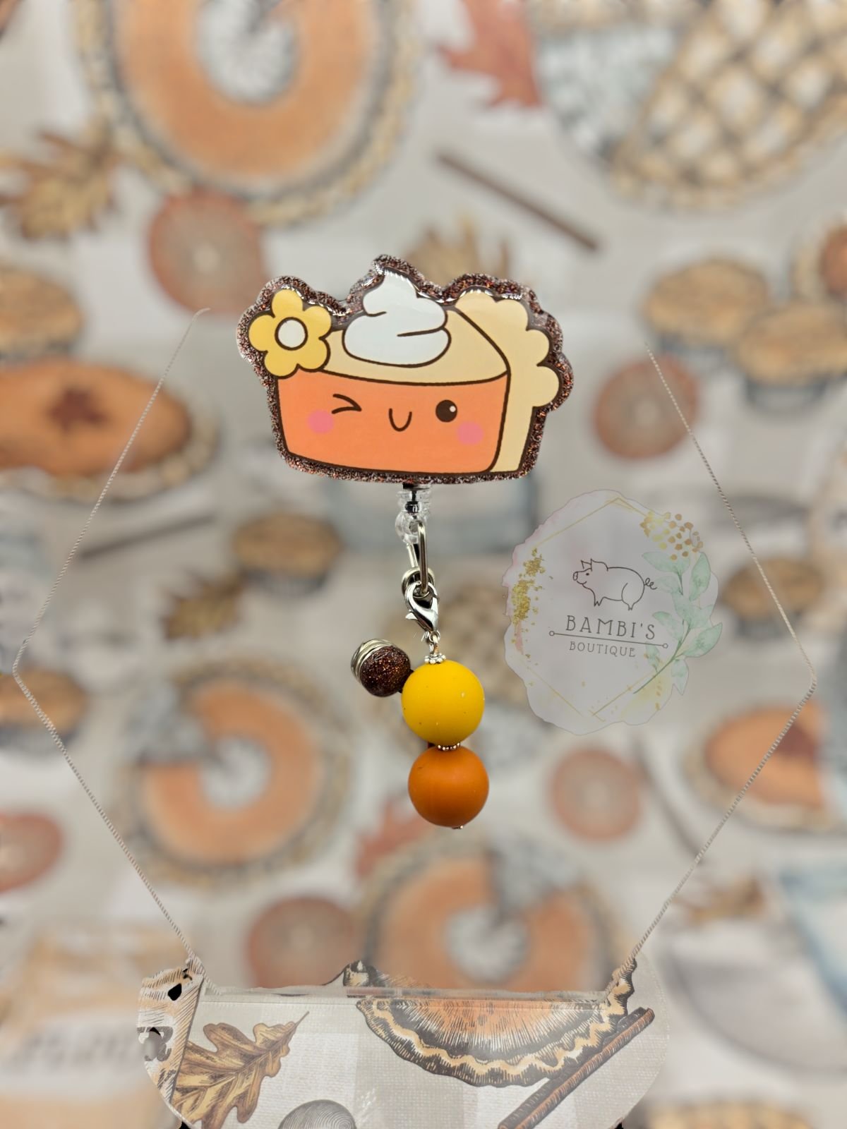 Winking Pumpkin Pie Badge Reel