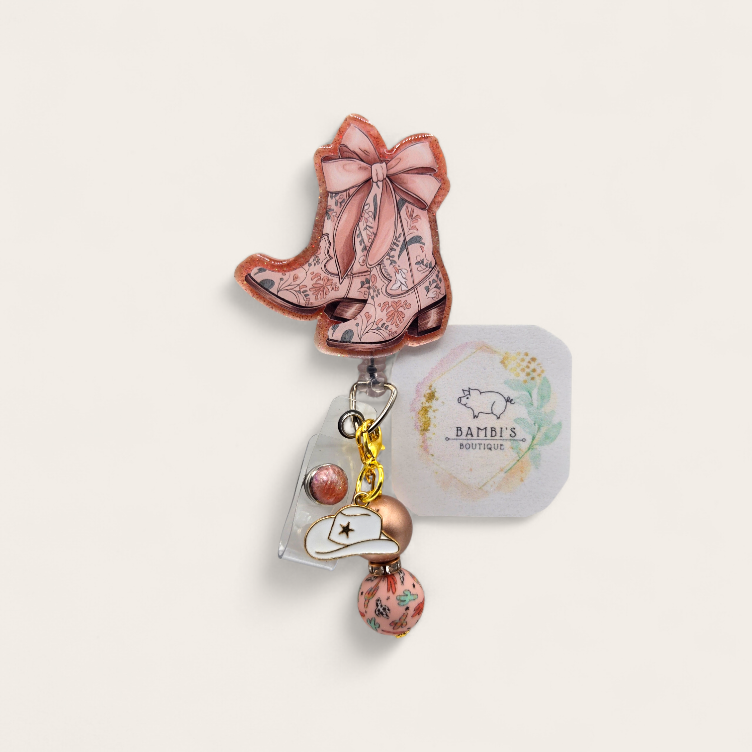 🤠 Bow Boots Badge Reel