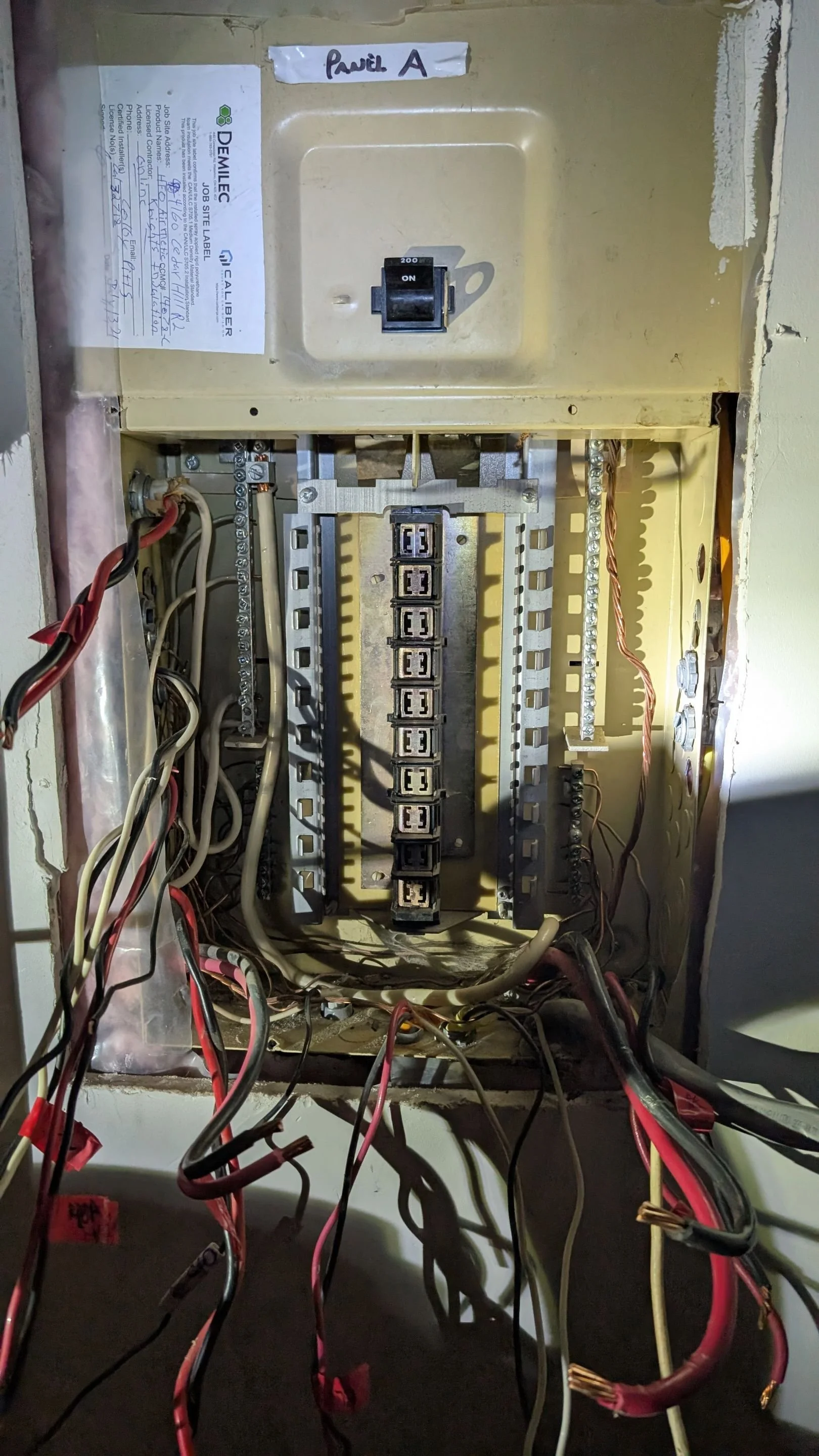 old outdated panel wiring that's been removed