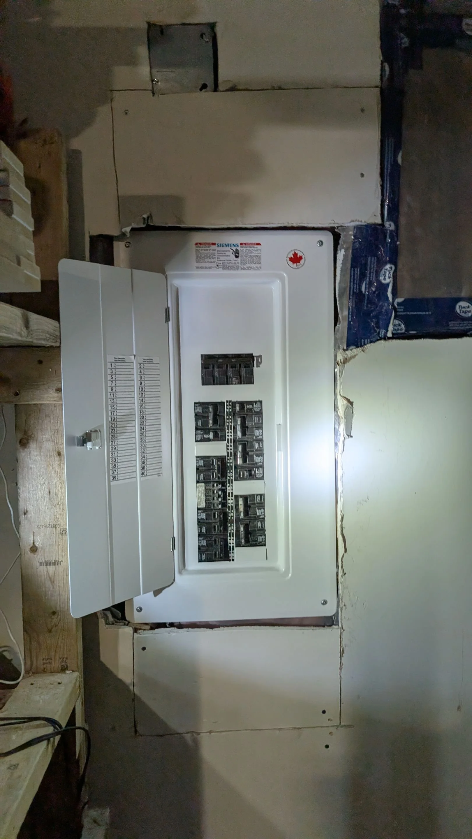 new Siemens 200-amp, 24-space main panel installed