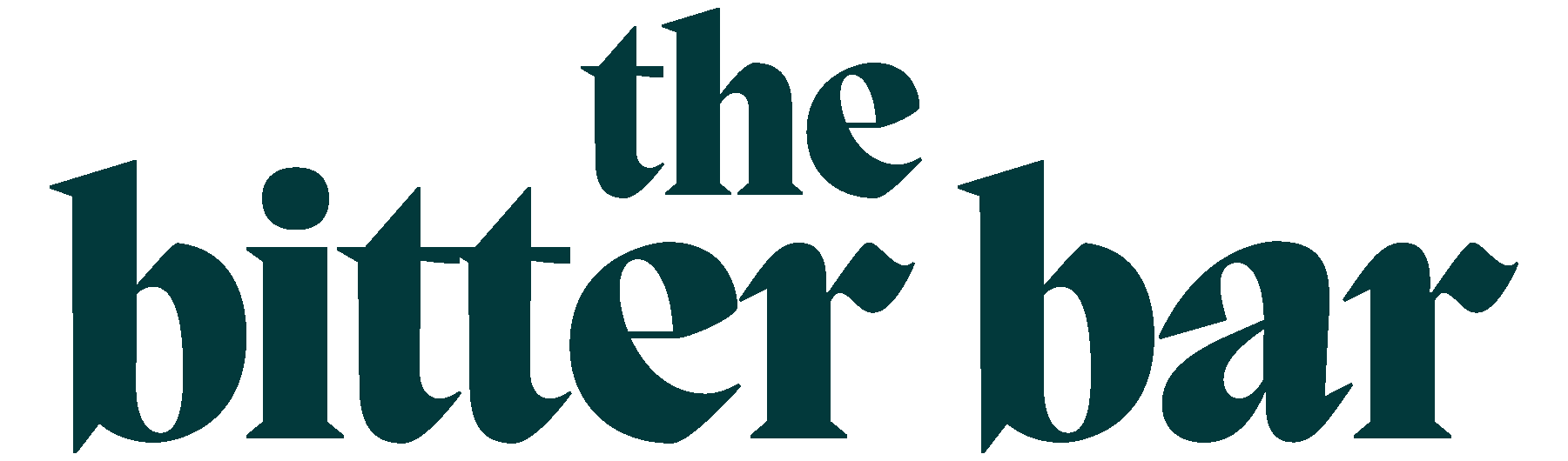 Text graphic reading 'the hitter bar' in dark teal font on a black background.