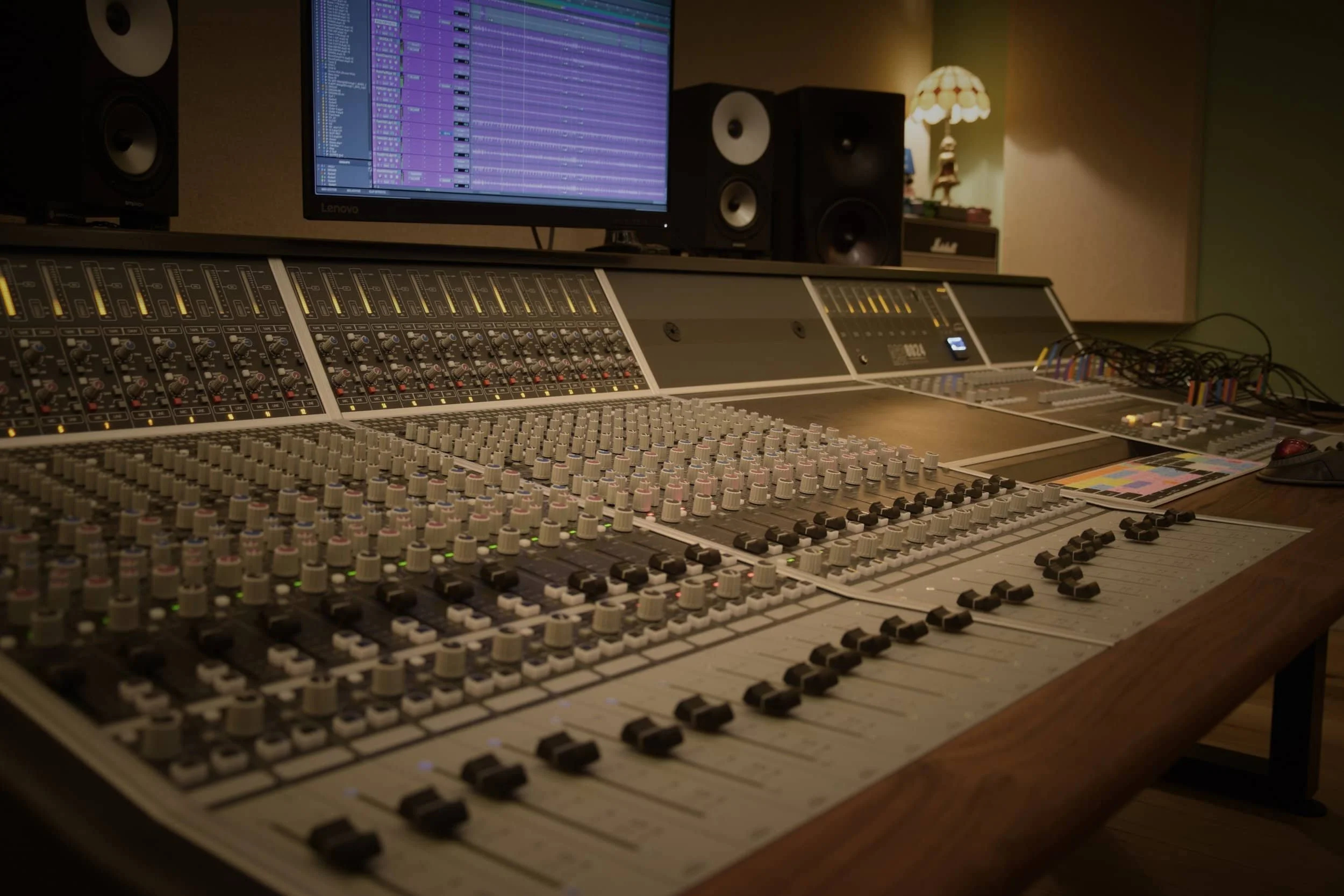 Close view of mixing desk