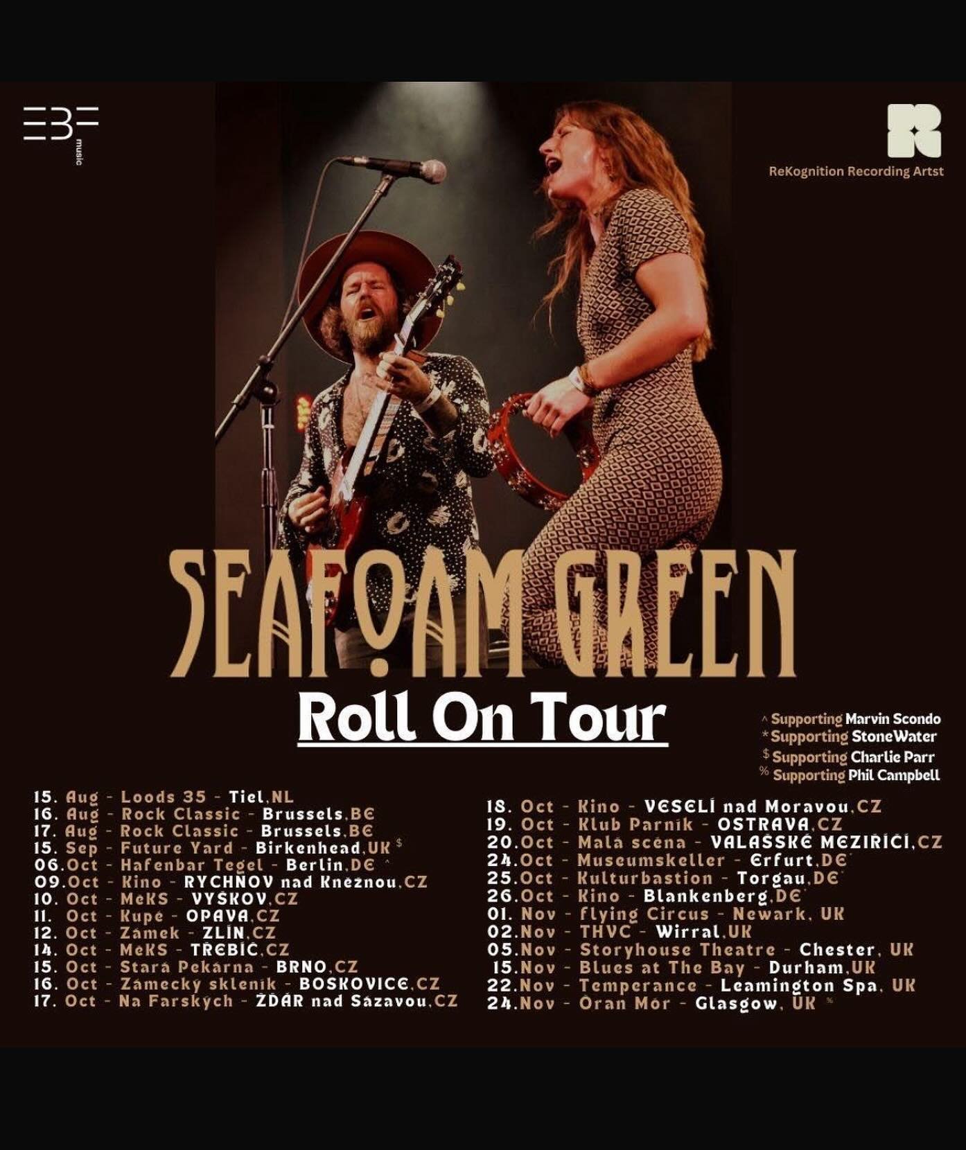 Hey 👋🏼 there!! The WONDERFUL @seafoamgreenhq started their tour Roll On European Tour last night! Go check them out if you can ! Also NEW TUNES coming soon !!
Sean &amp; Jesse @rekognitionsound @jessejameswood @seangenockey