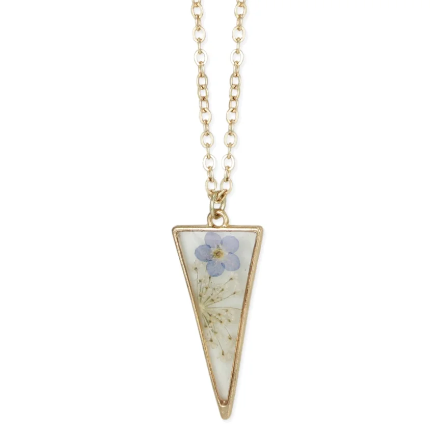 Gold Triangle Dried Floral Necklace-III.webp