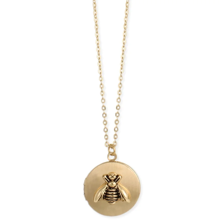 Golden Bee Locket Necklace-I.webp