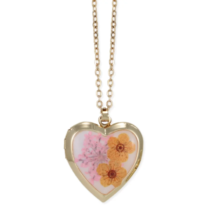 Floral Memories Orange Dried Flower Locket Necklace-III.webp