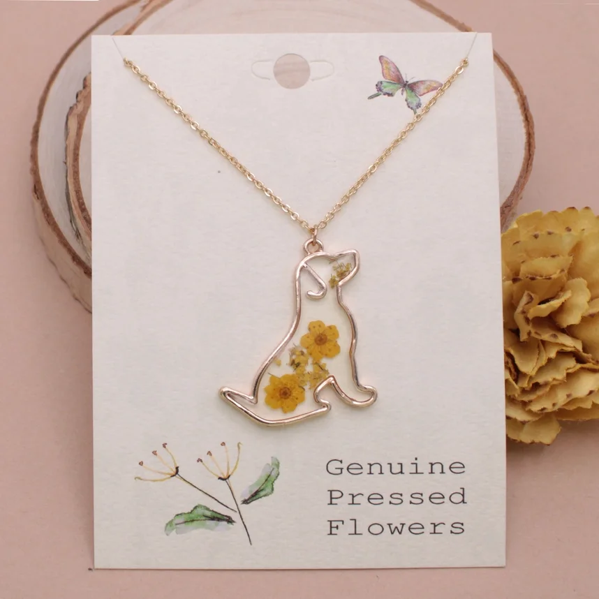 Golden Floral Dog Dried Flower Necklace-I.webp