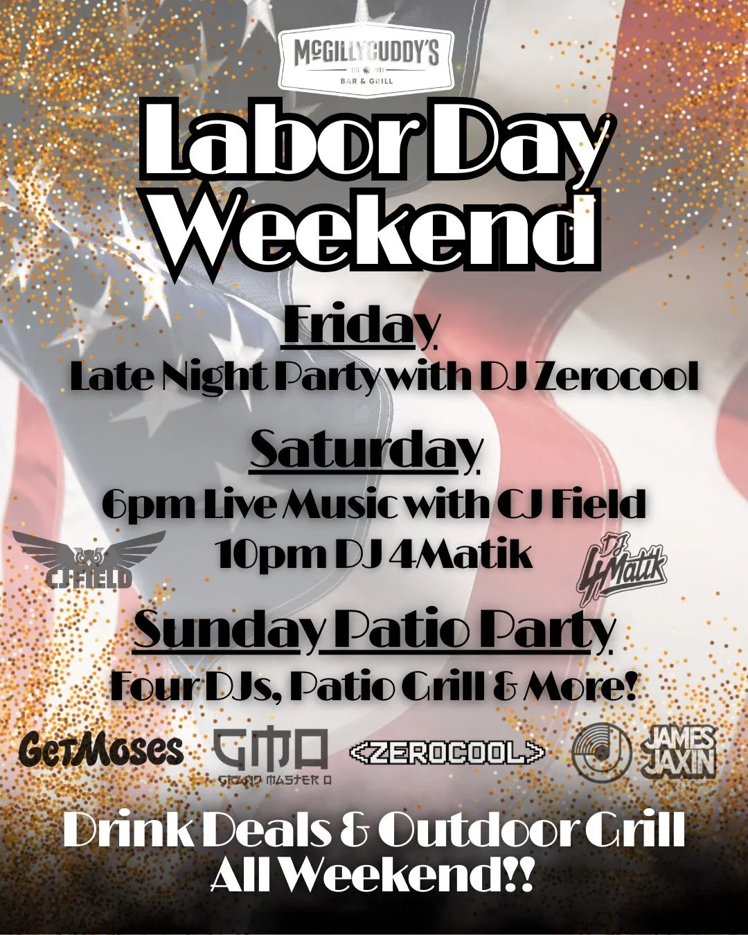 Is it really a Sunday if you ain’t fundaying?
12-5 Brass Boar's Den Pub YACHT ROCK Party w/ Lawrence DjBroadway Starks Jr 
7-CL McGillycuddys Bar w/Parker Michael Orlando Rage Richard Mo Pelman
😀🍻