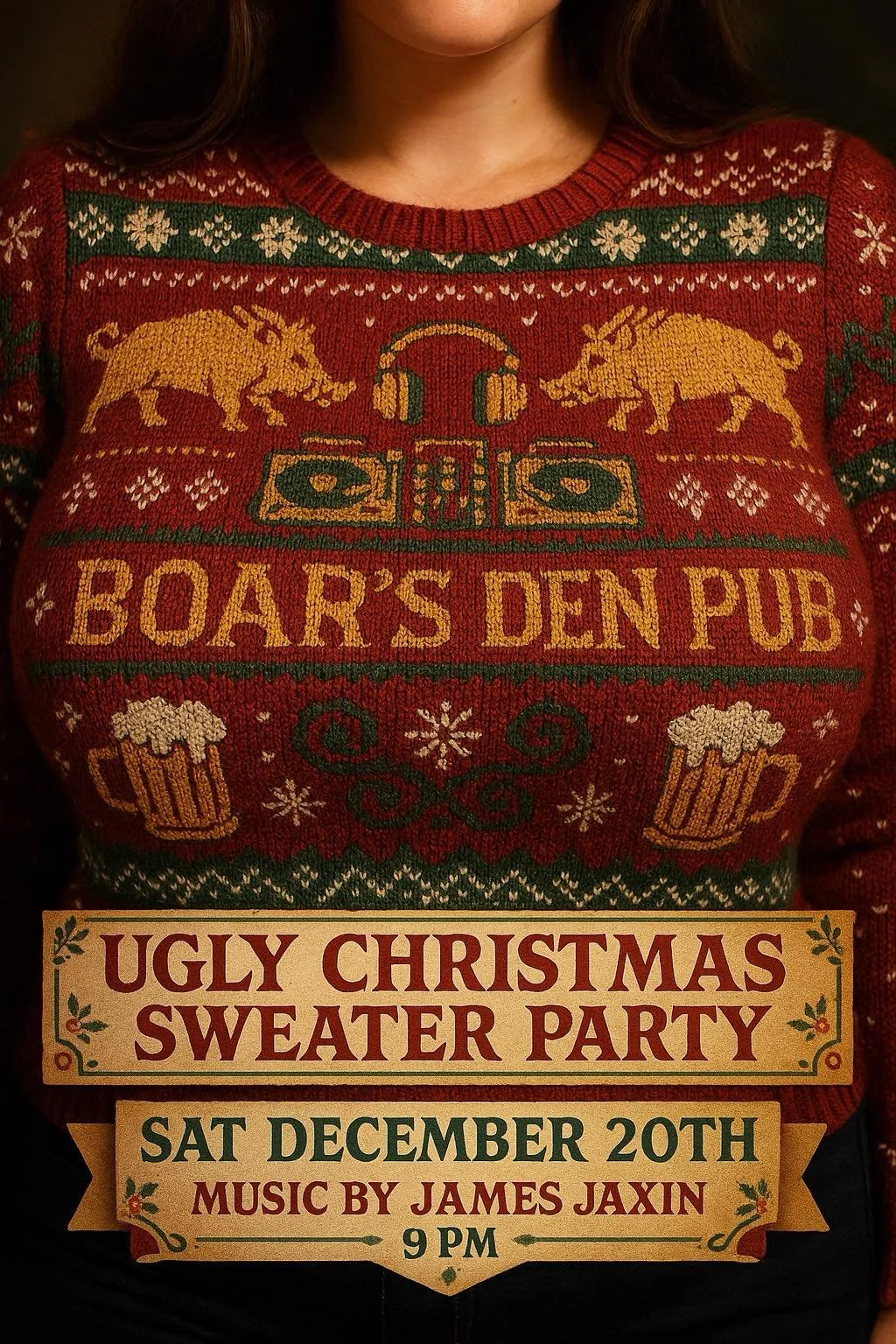 I ain&rsquo;t gonna lie, last 2 days had me down n out. But today I&rsquo;m feeling like me today. 

We celebrating ugly sweater style  tonight at Brass Boar's Den Pub. Beat post Packer game.