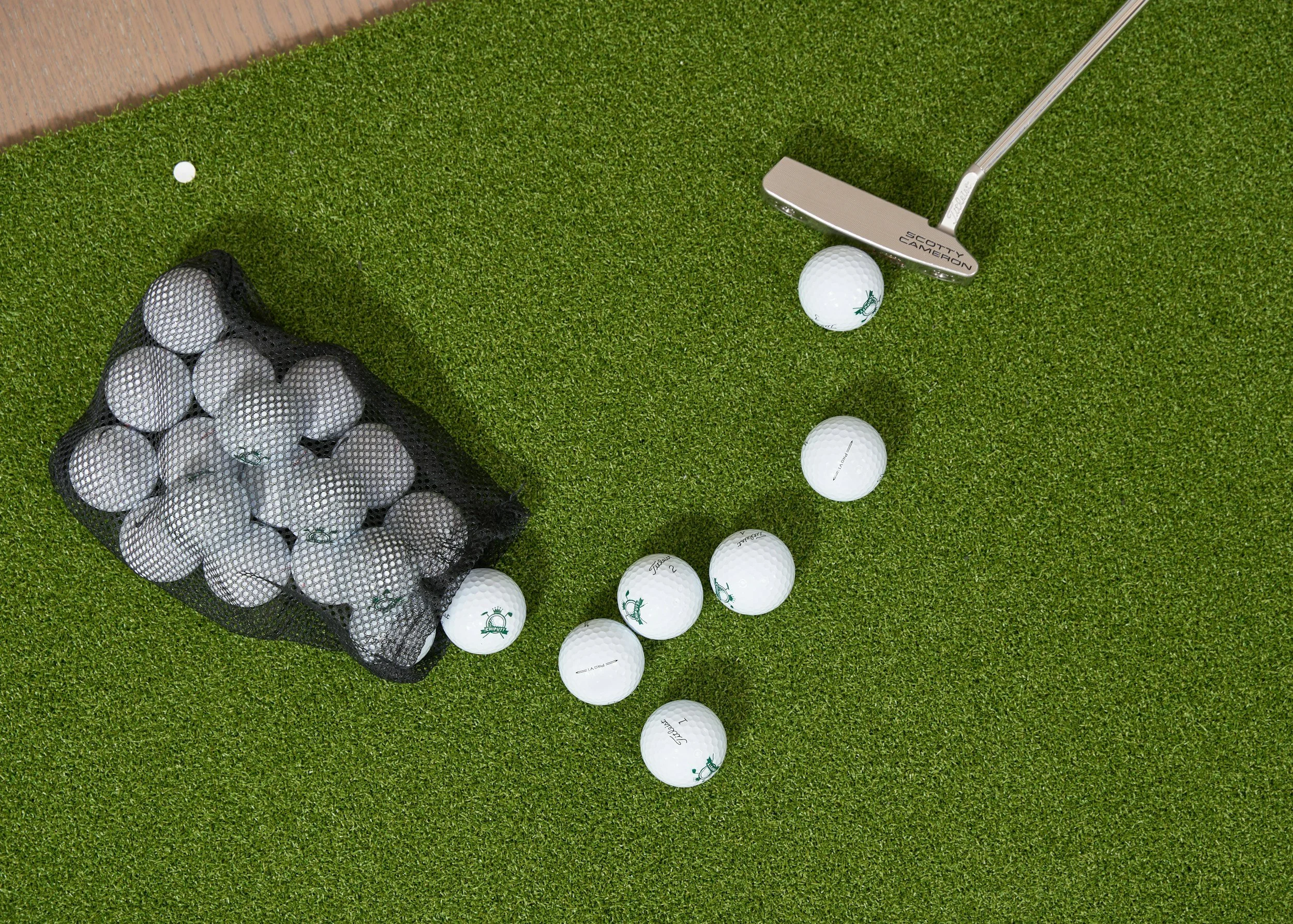 Golf balls dumped out of a bag