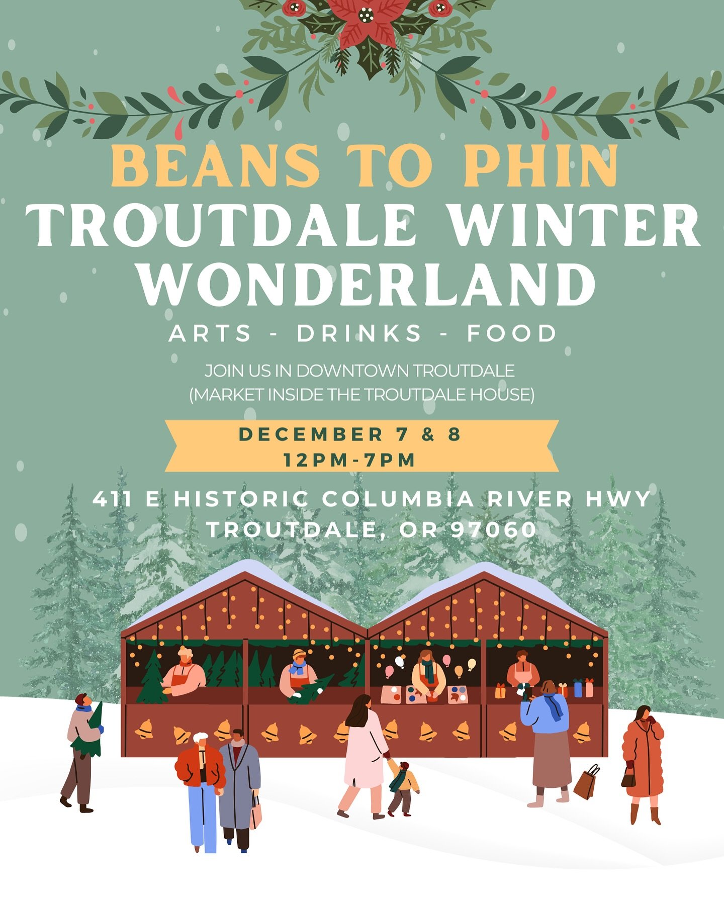 Come join us next Saturday &amp; Sunday for the Troutdale Winter Wonderland! 🎄❄️

There will be a tree ceremony lighting Sunday @ 5pm

Stay tuned, We will have a special drink for this pop-up.
