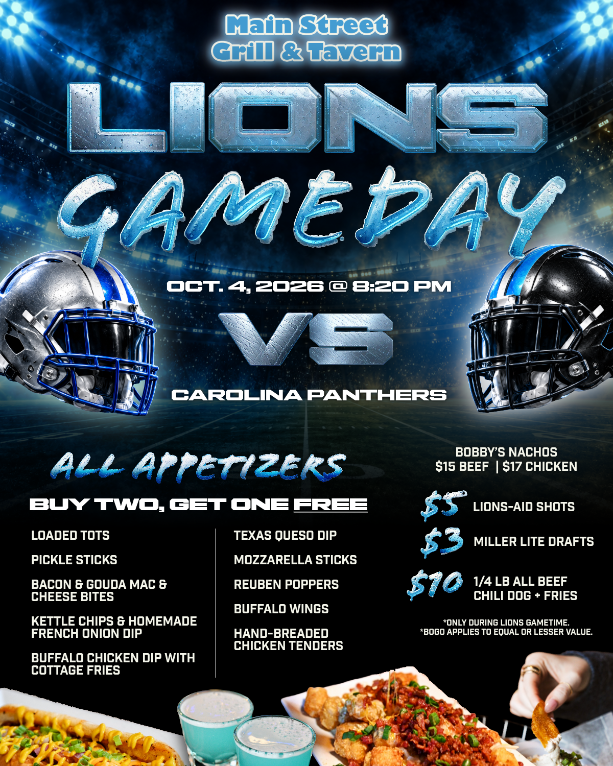 LIONS VS. PANTHERS, OCT. 4, 2026 @ 8:20 PM