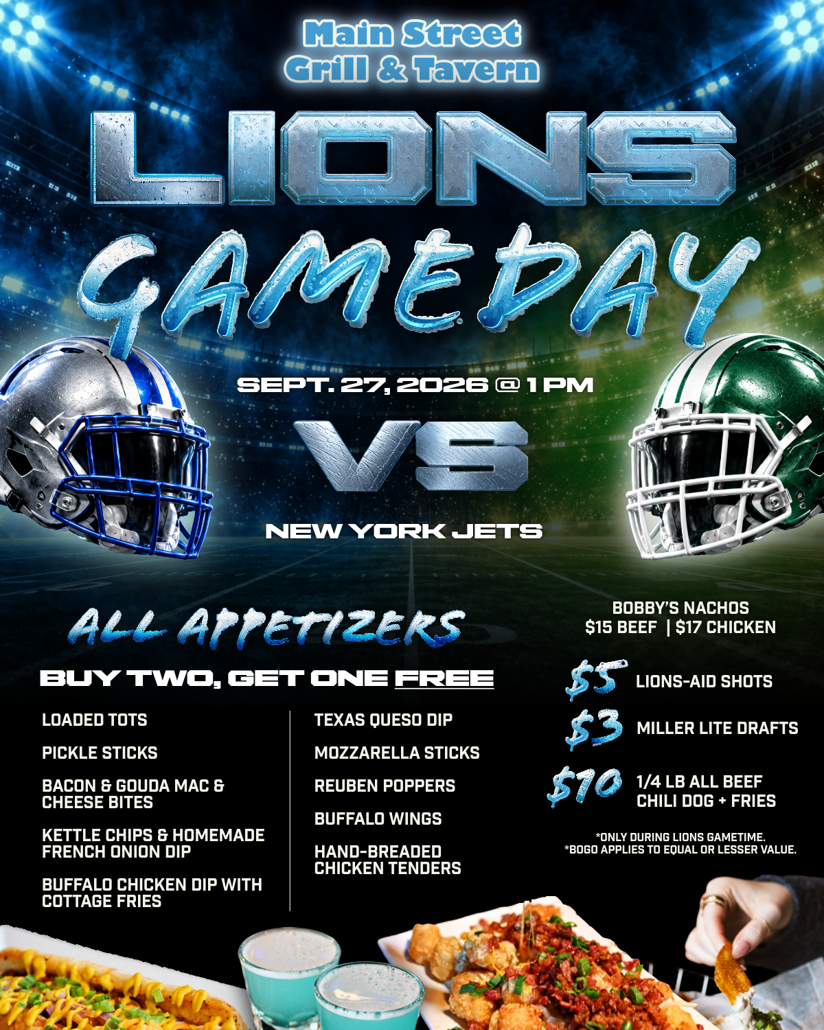 LIONS VS. JETS, SEPT. 27, 2026 @ 1 PM