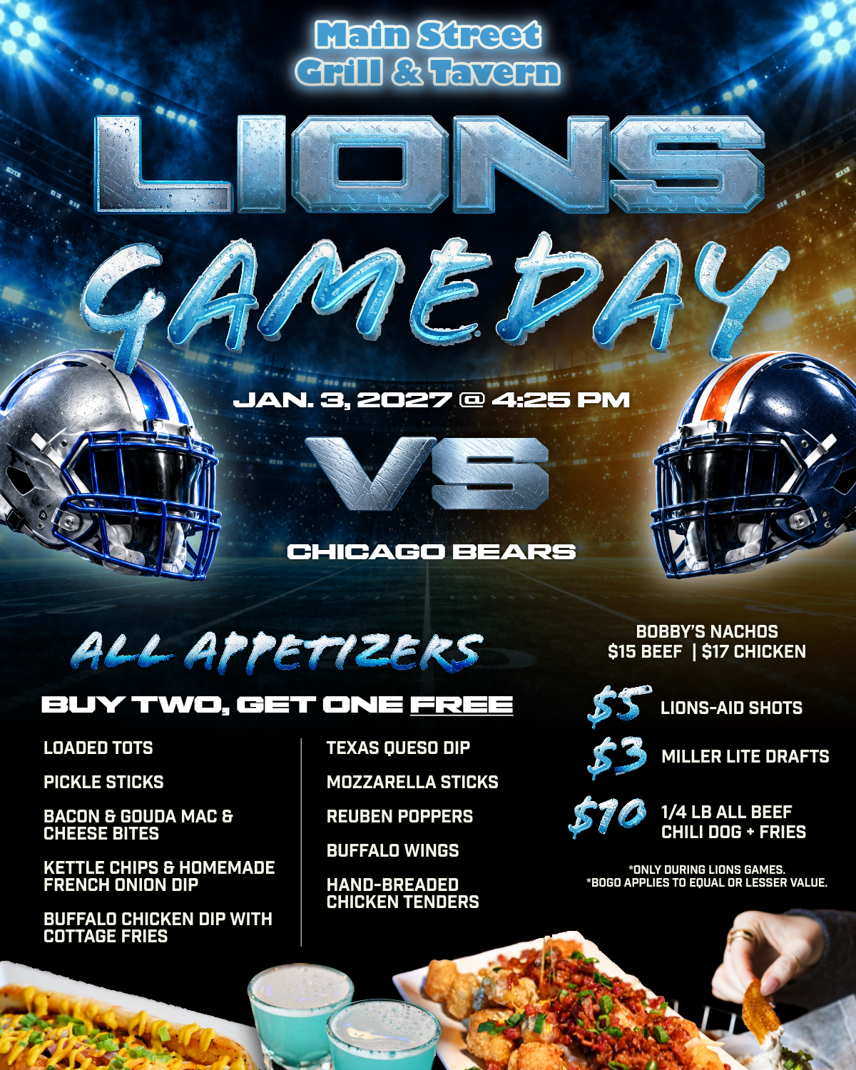 LIONS VS. BEARS, JAN. 3, 2027 @ 4:25 PM