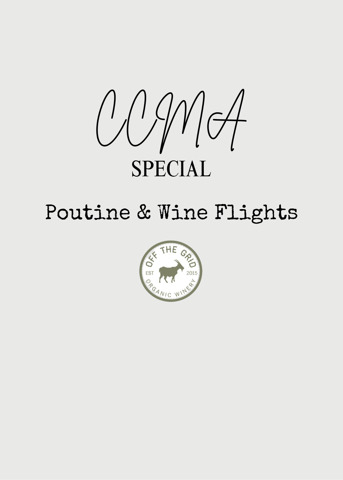 CCMA Special! Themed Poutine & Wine Flights