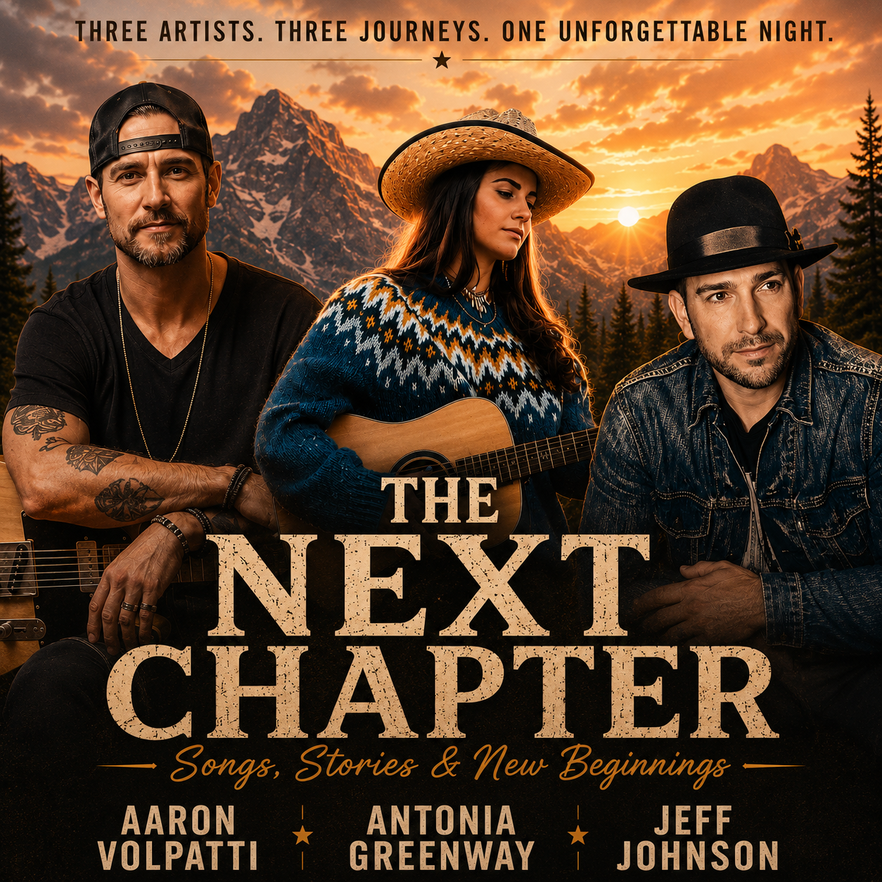 The Next Chapter, featuring Aaron Volpatti, Antonia Greenway, and Jeff Johnson