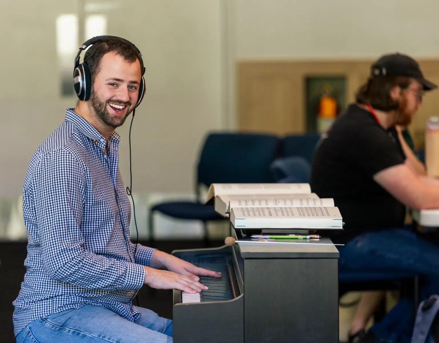 Ben practicing with headphones provides a generous moment of peace and quiet!
Credit: Michael Ritucci/Park Record