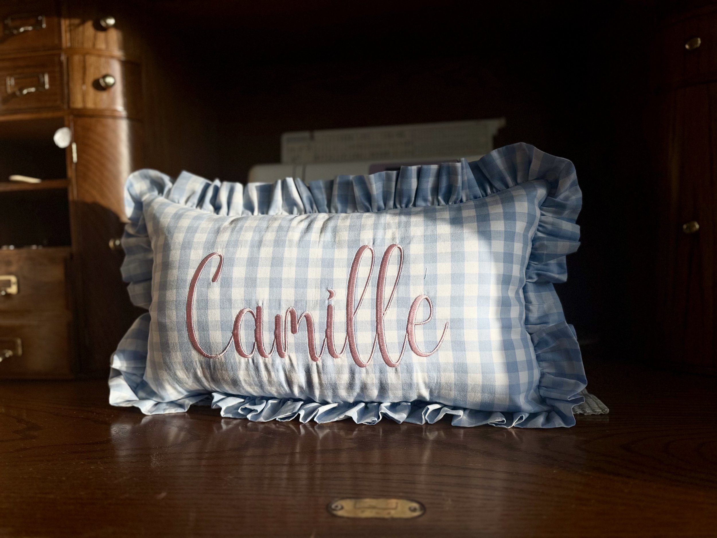 12x20 Blue Checkered Pillow