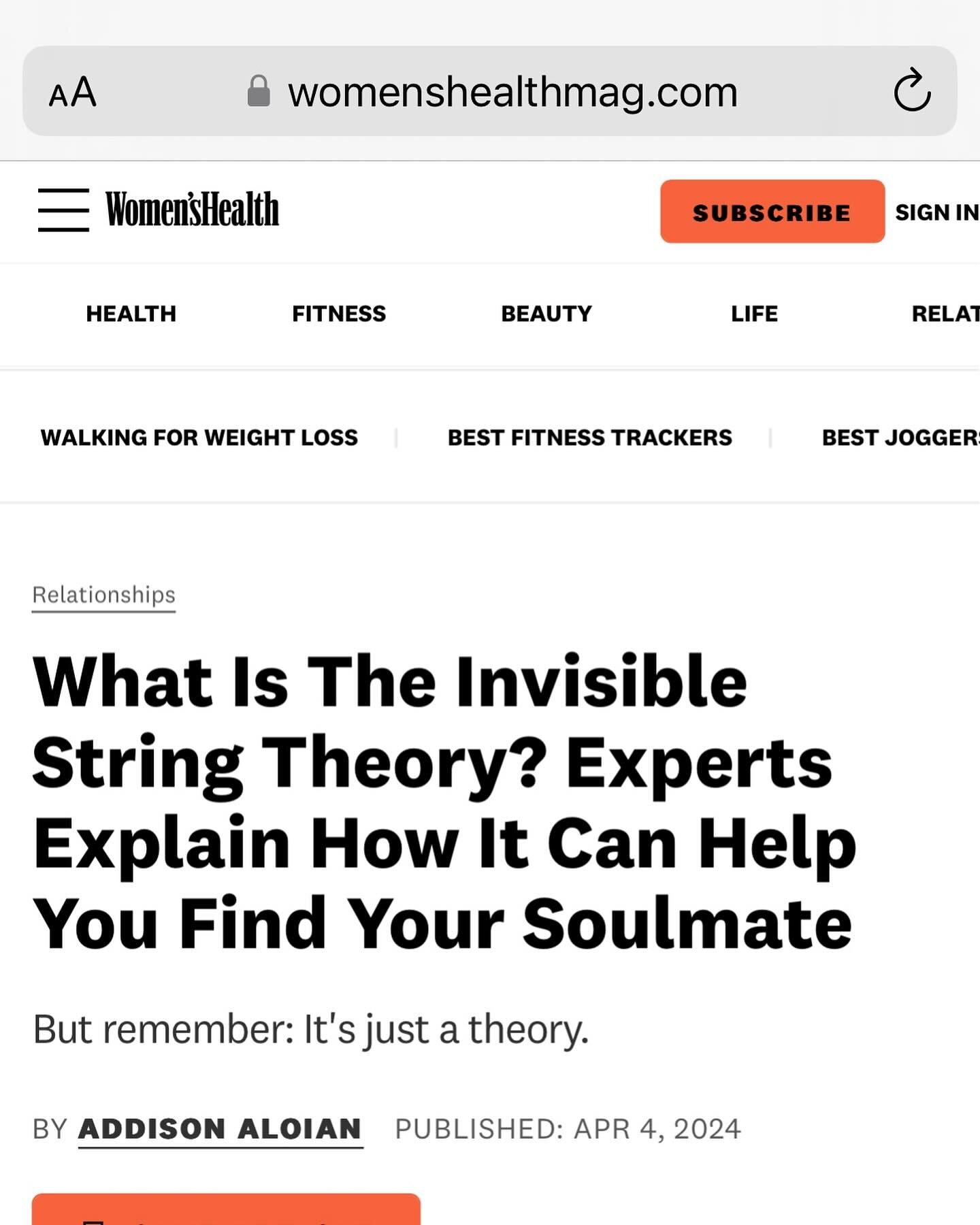 What is the invisible string theory? Thanks for the mention @womenshealthmag 💕