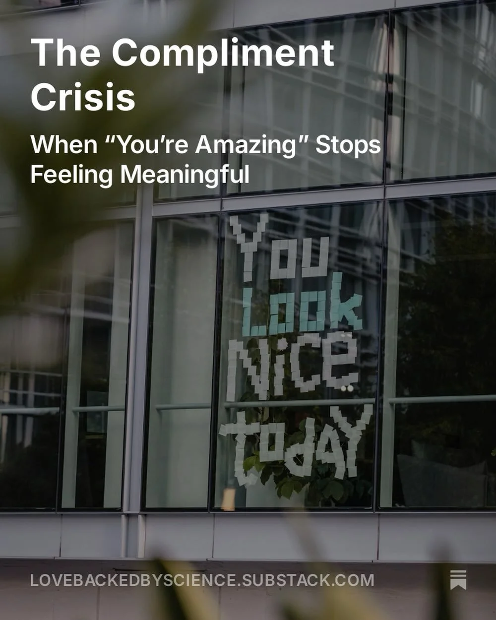 Most compliments are forgotten because they&rsquo;re too generic. The ones people remember are specific and make someone feel truly seen.

My latest Substack is about how to give compliments that actually land and why the smallest details often matte