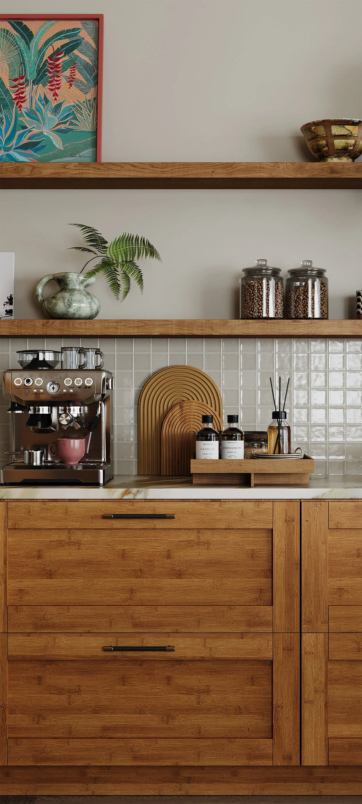 Natural Bamboo shaker cabinets for a Hawaii Kitchen
