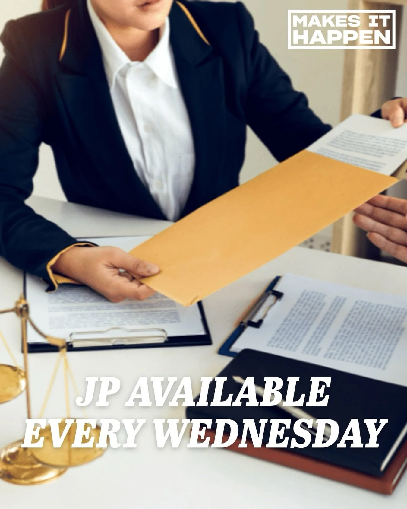 A Justice of Peace (JP) will be available at our Footscray Office every Wednesday from 2pm-4pm. 

In the next 4 weeks, our JP can assist you with: 
- Attesting the execution of a document 
- Witnessing a statutory declaration 
- Witnessing an affidav