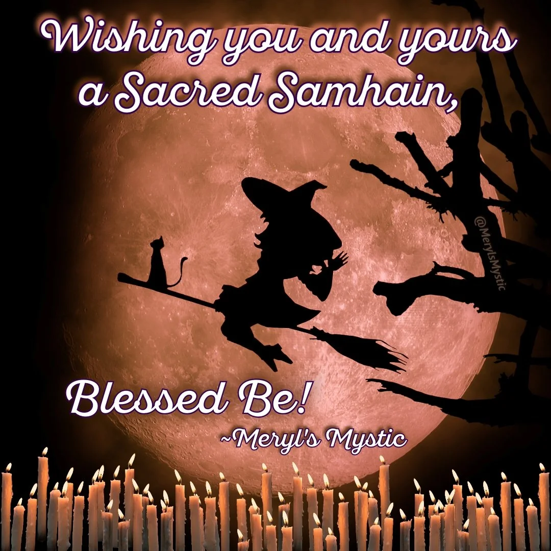 Happy Halloween &amp; Blessed Samhain!
.
Known as the Witch New Year, it marks the end of the Celtic year, the final harvest, and the beginning of Winter.
.
Samhain is a pagan sabbat considered one of the most sacred of days when the veil between the