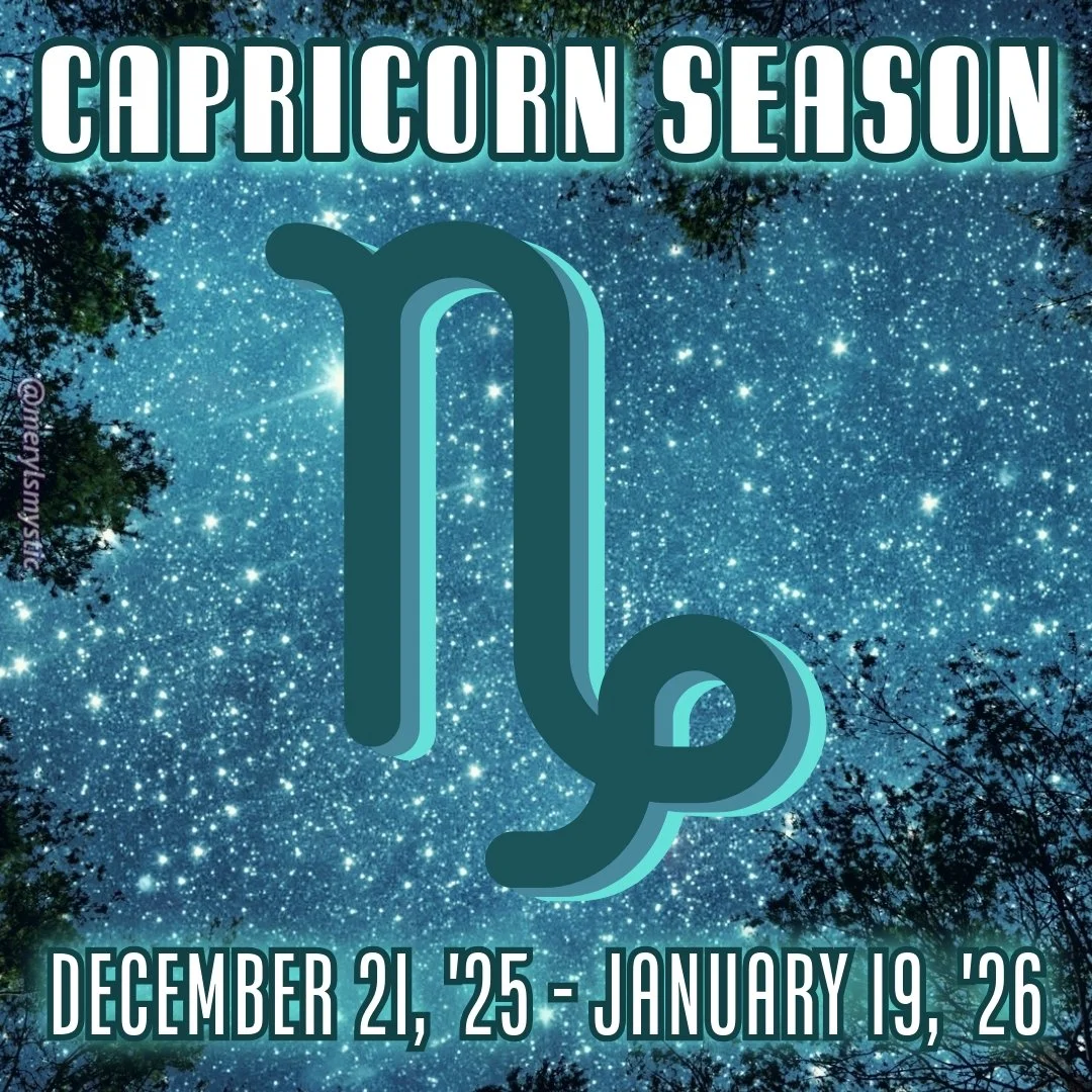 It's Officially Capricorn Season!
.
You still have time to tap into the energy of the Sag New Moon; it will put a bit of a fiery lens on this Capricorn Season.
.
On Christmas Eve, Dec. 24, Venus moves into Capricorn, so this energy is gassing you up 