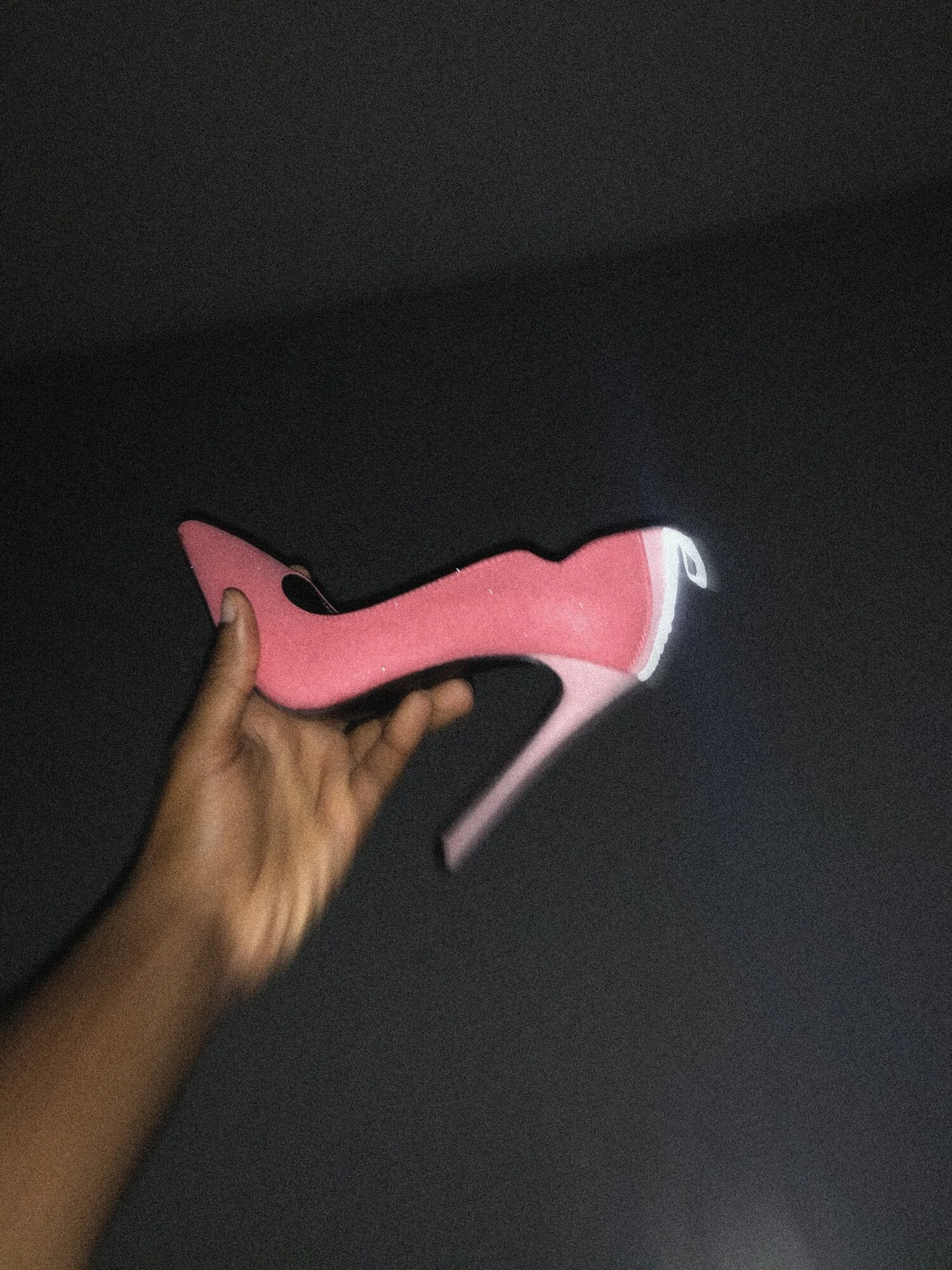 Malibu Barbie Pumps. Hot Pink suede with powder pink suede back panel. Reflective 3M pull tab and strap.