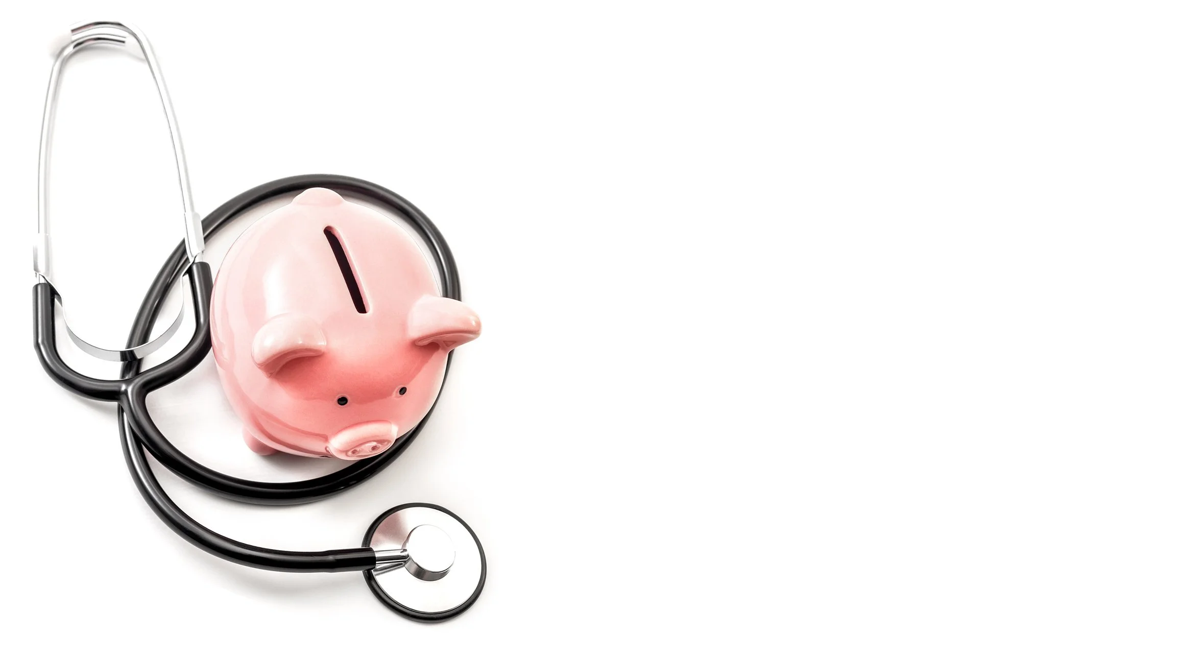 Pink ceramic piggy bank on a white background.