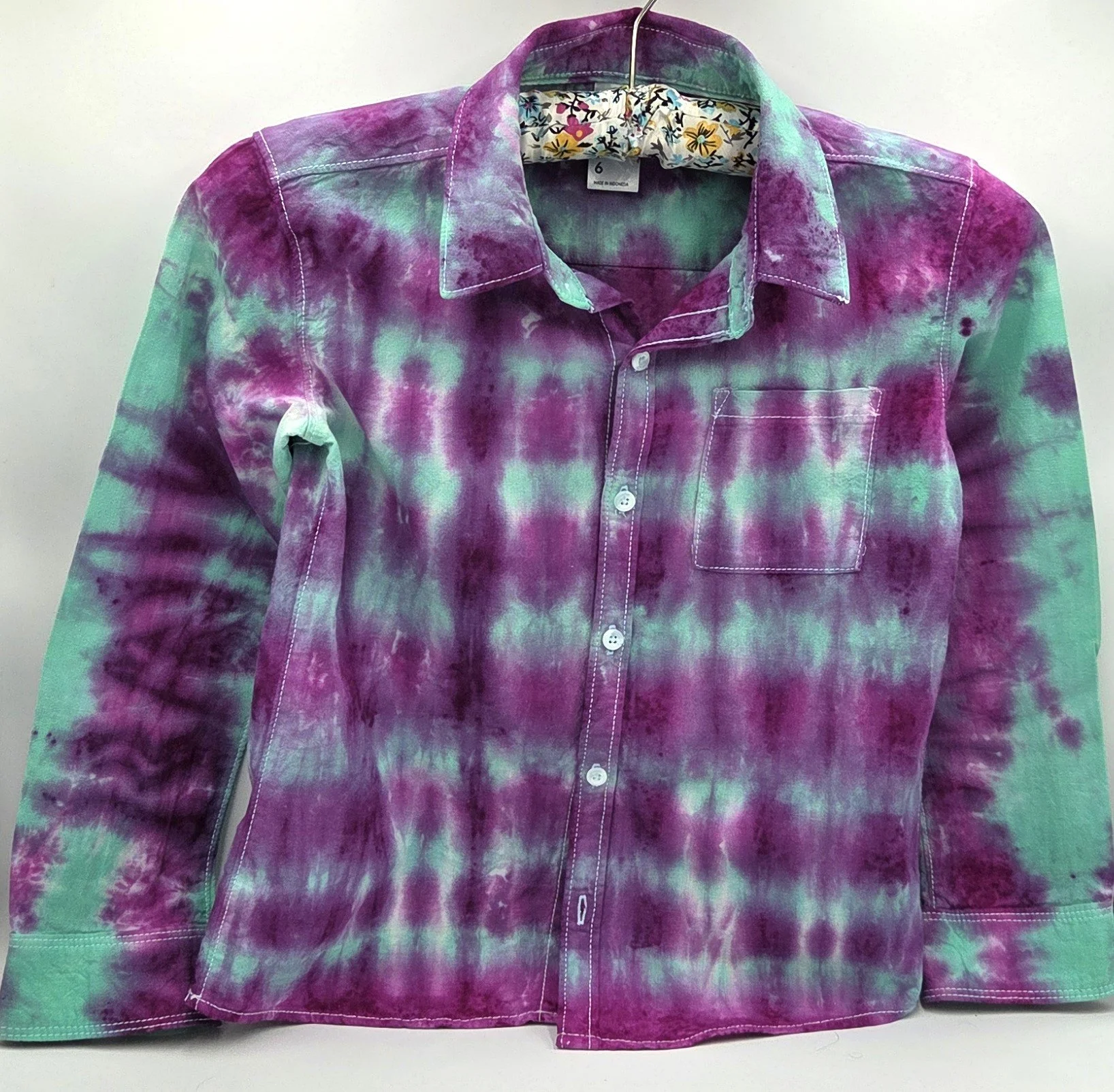 "Electric Pulse" Livity Wearable Art (OOAK Child's Collared Shirt Size 6)
