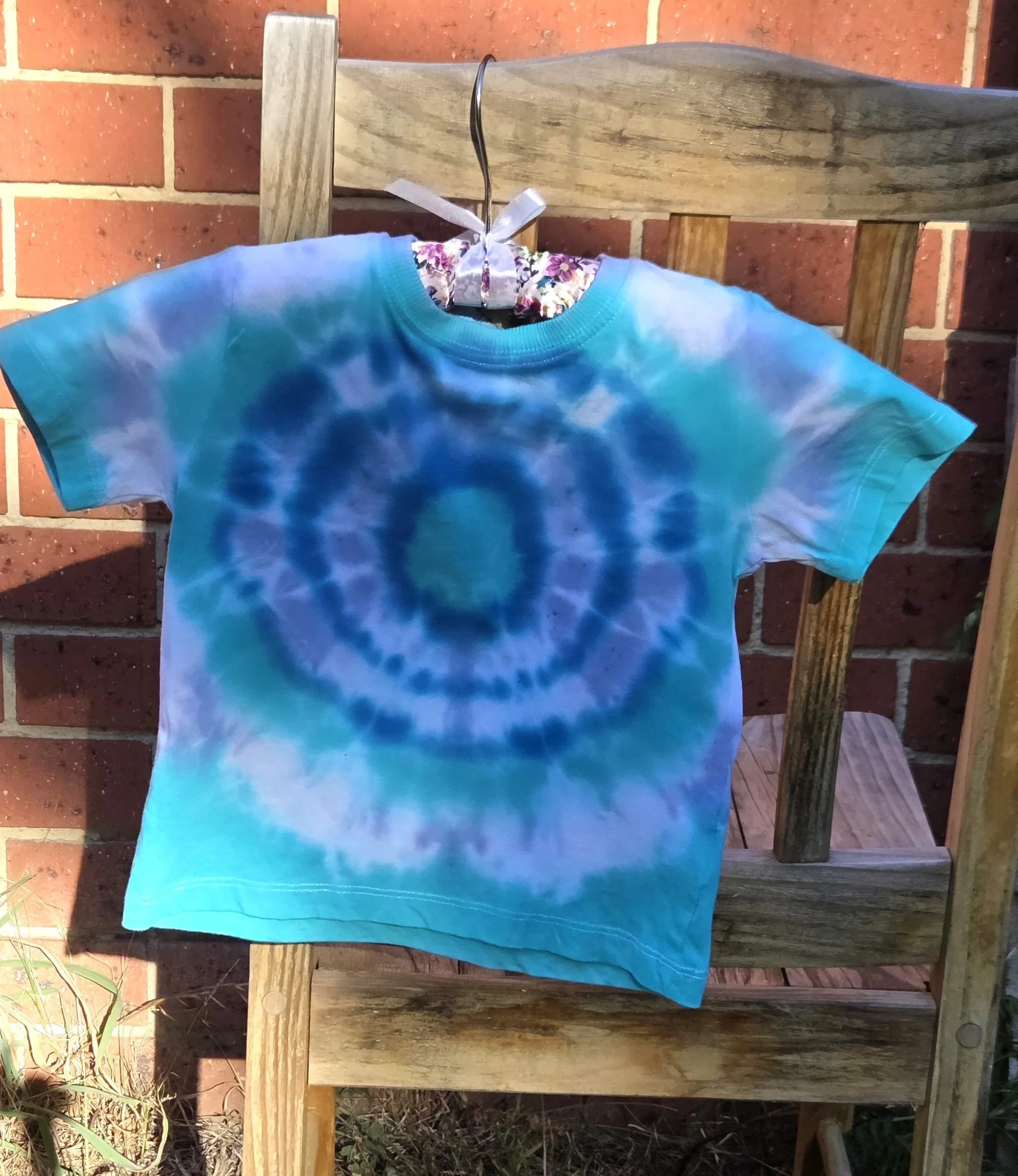Livity Wearable Art (OOAK child's T Shirt) "Bluey-Green Orbit"