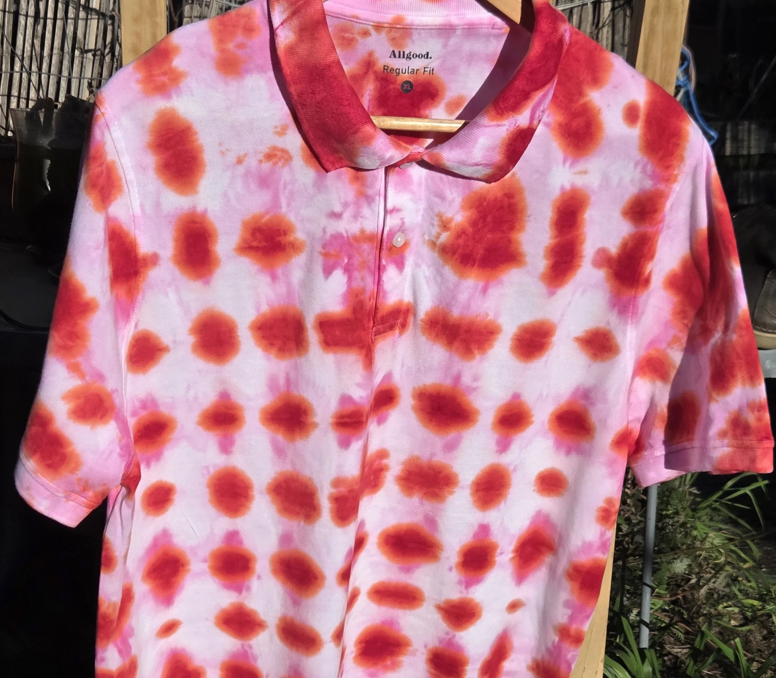 "Ruby Matrix" Livity Wearable Art (OOAK Adult Polo Shirt Size XL)