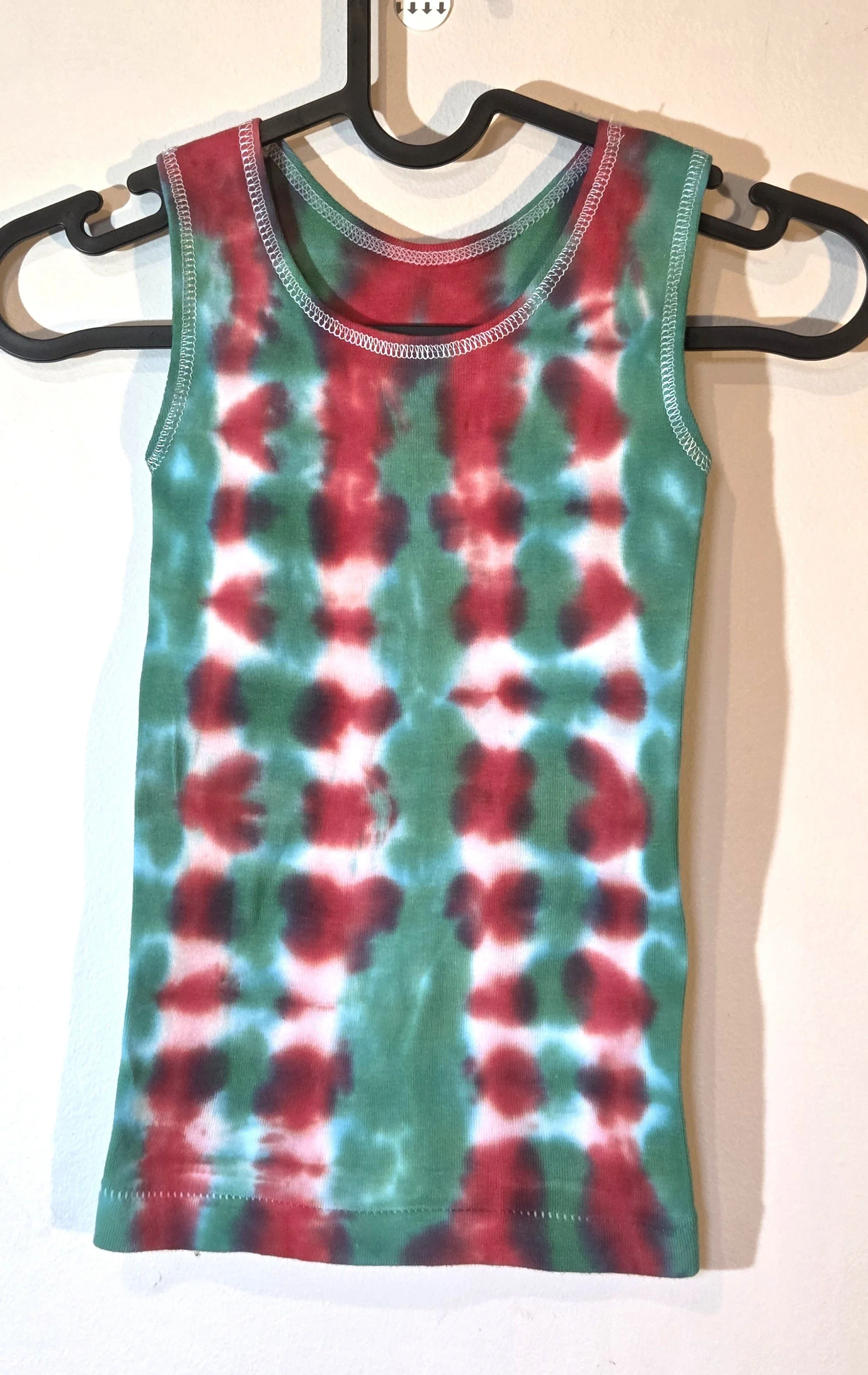 "Crimson Signal" Livity Wearable Art (OOAK Child's singlet size 4-5)