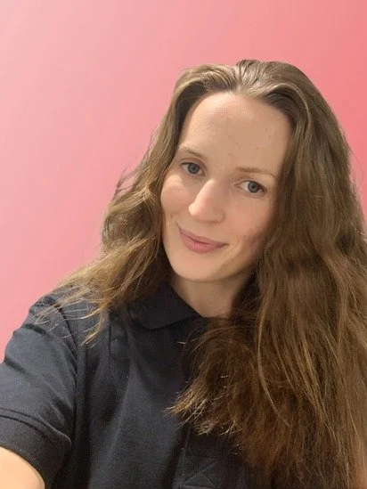 Placeholder image with a cartoon yellow dog with orange ears and a beard, along with the text 'PHOTO COMING SOON' in blue on a light pink background.