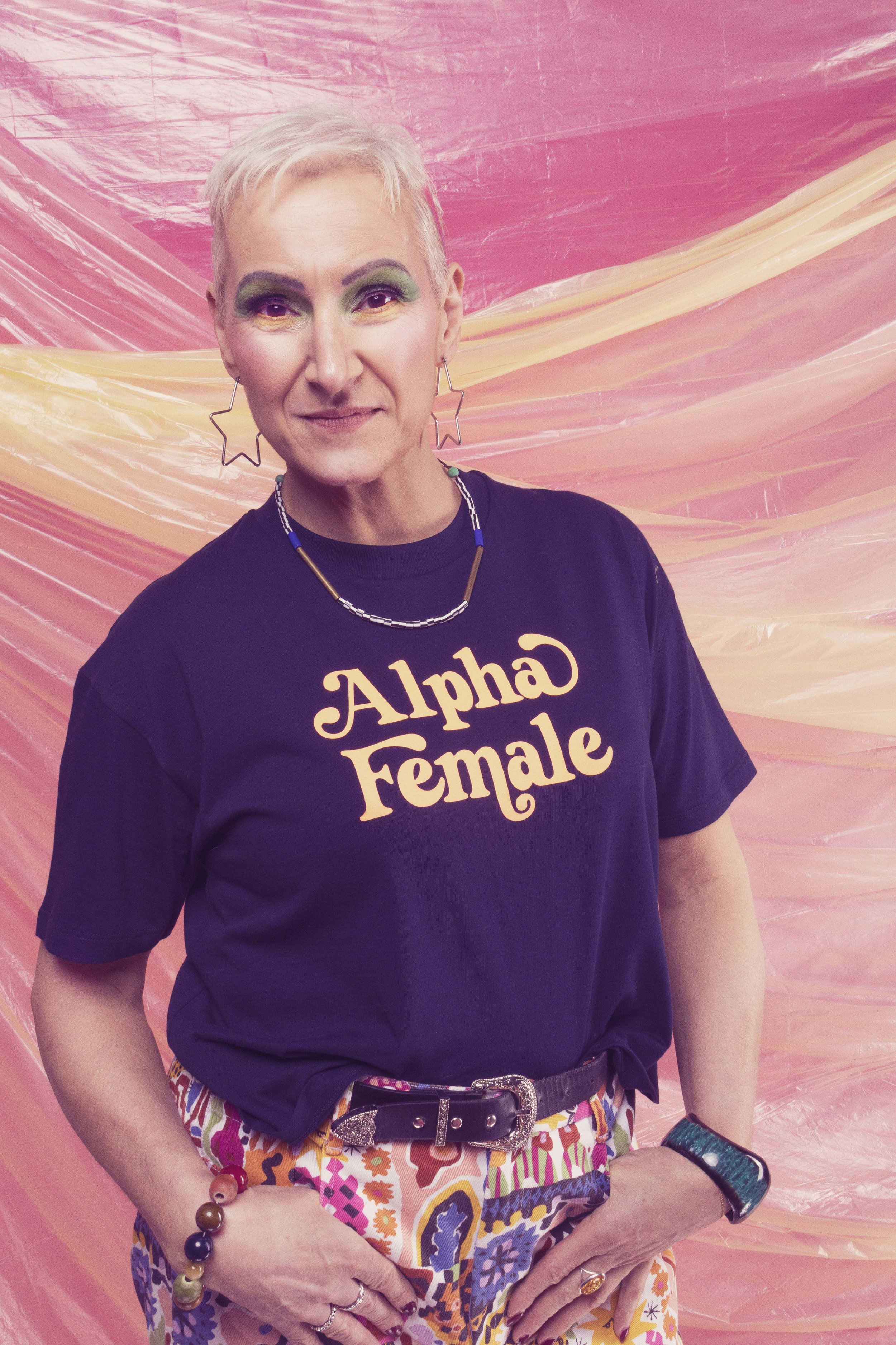 Alpha Female T-shirt - Navy & Neon Orange
