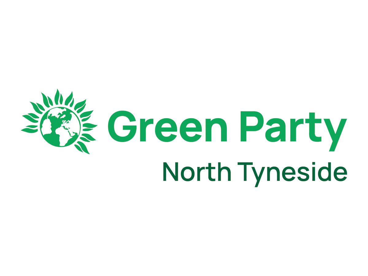 Green Party North Tyneside logo with a green earth surrounded by leaves.