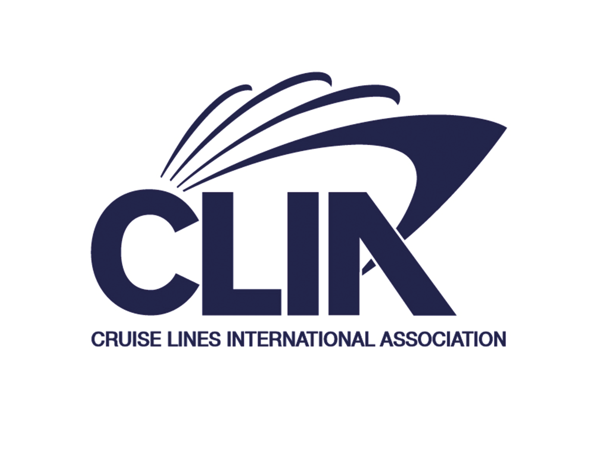 Logo of Cruise Lines International Association with stylized ship and open book.