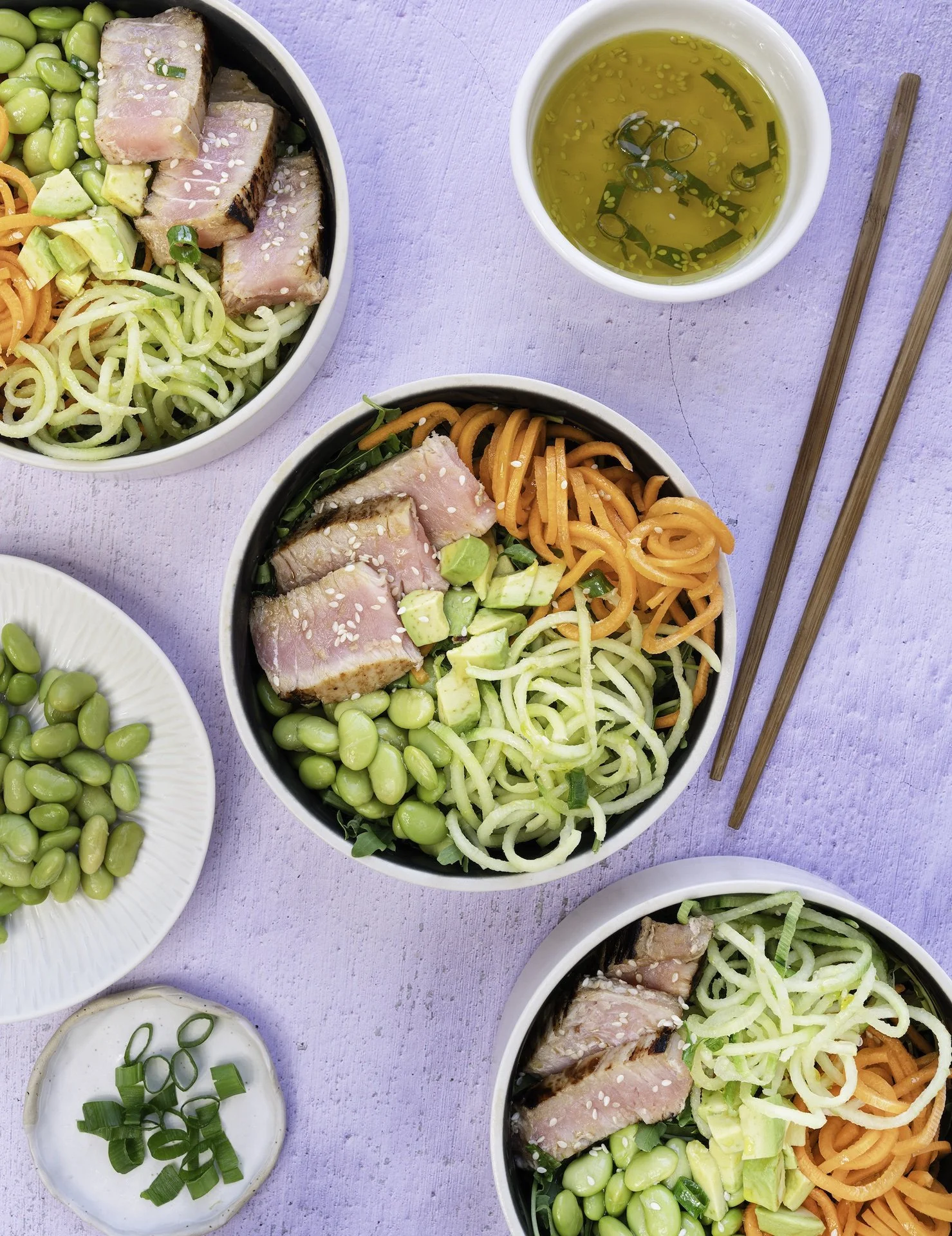 Grilled Ahi Tuna With Edamame, Spiralized Carrots and Cucumbers.jpg