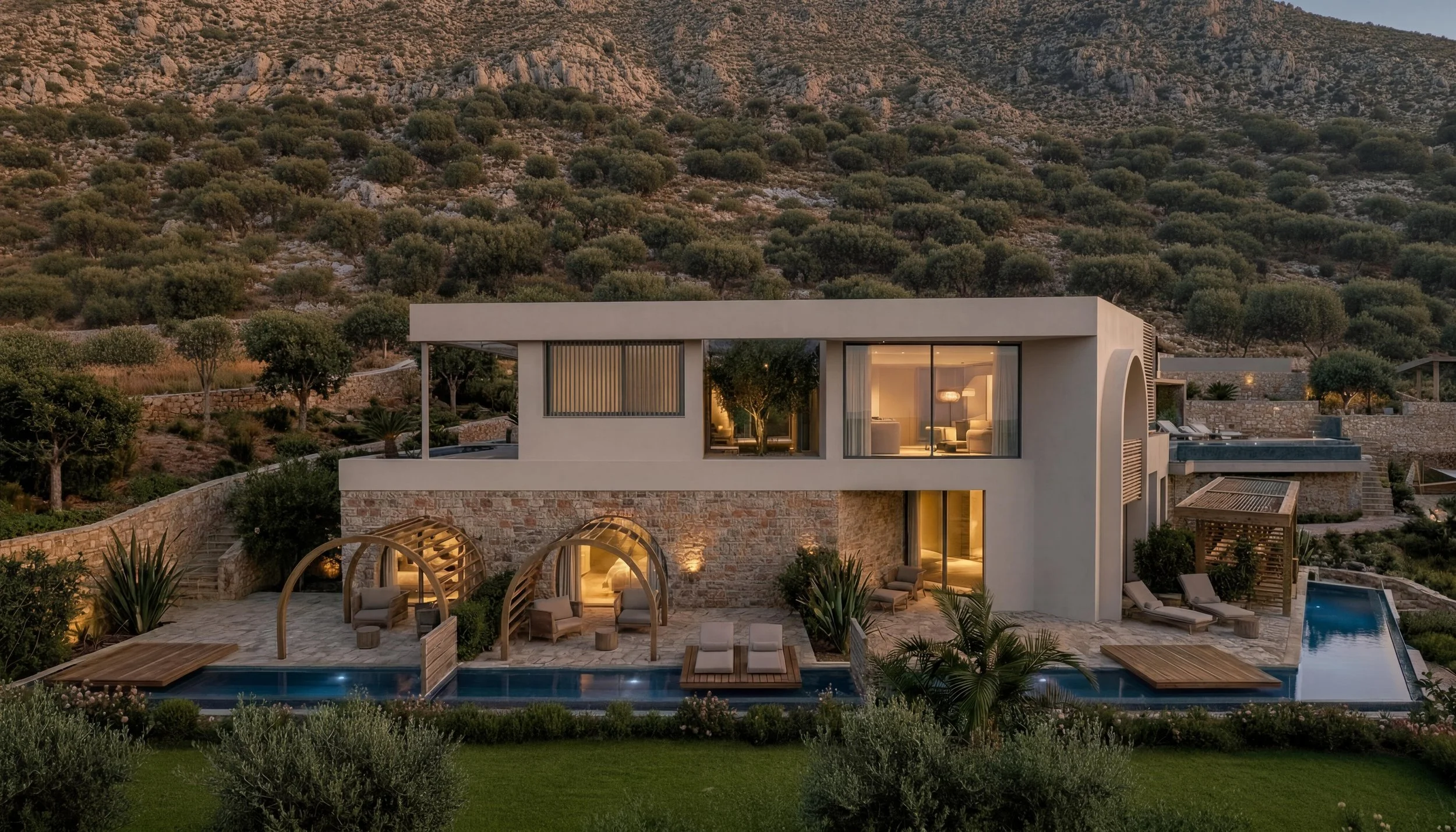 Front view of villa