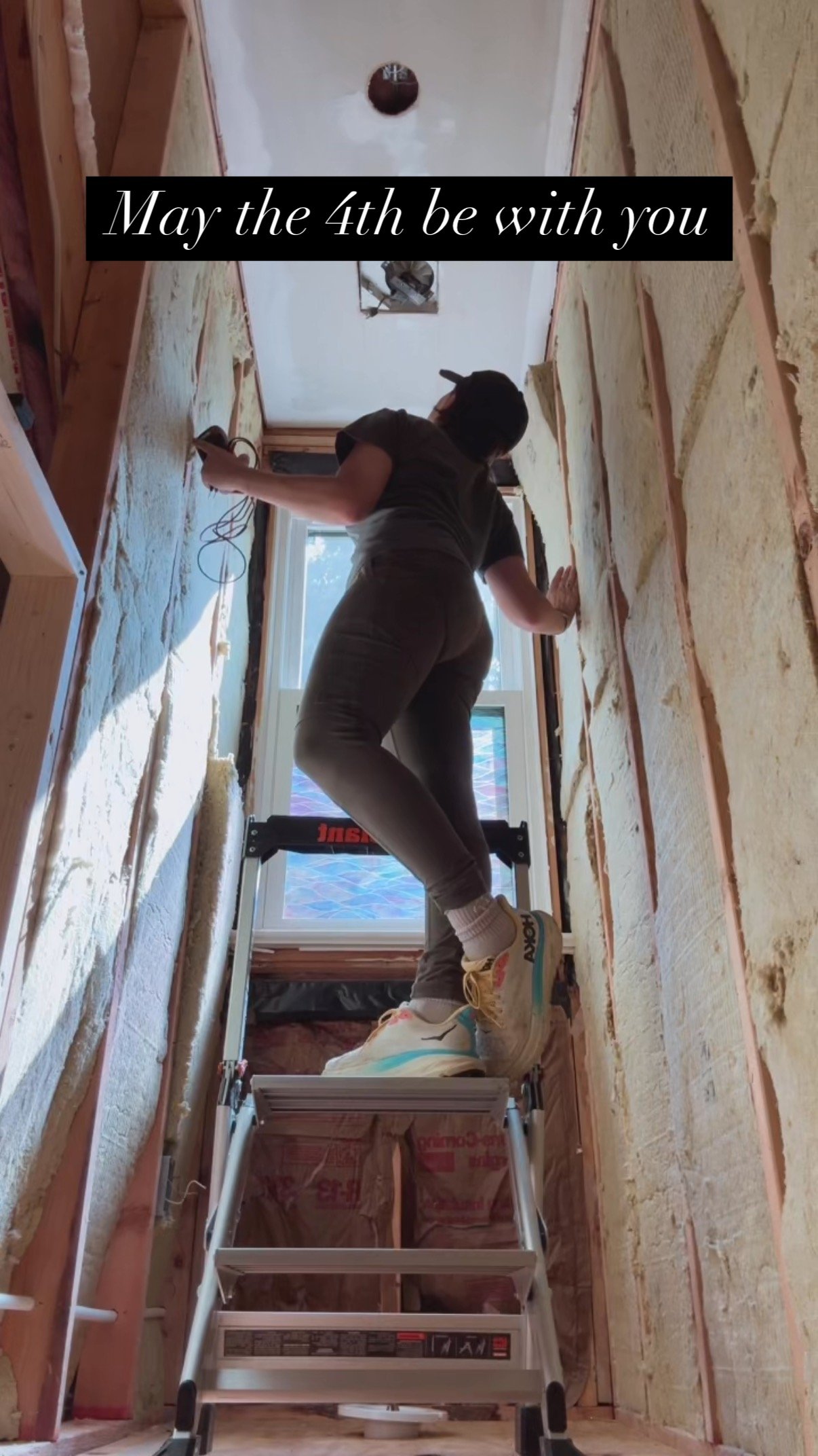 Bathroom remodel in progress. If you don’t hear from me, someone please go check the attic 🥵 happy May 4th friends! #starwarsday #maythe4thbewithyou